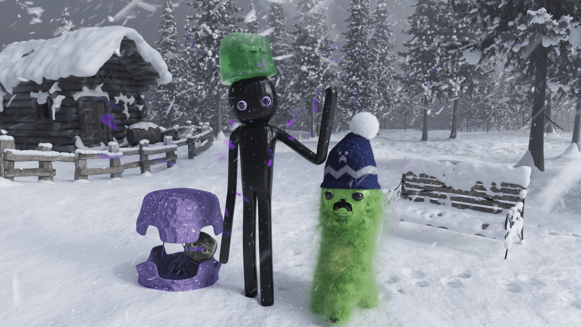 1920x1080 Happy holidays from my fanart minecraft mobs in this crossover