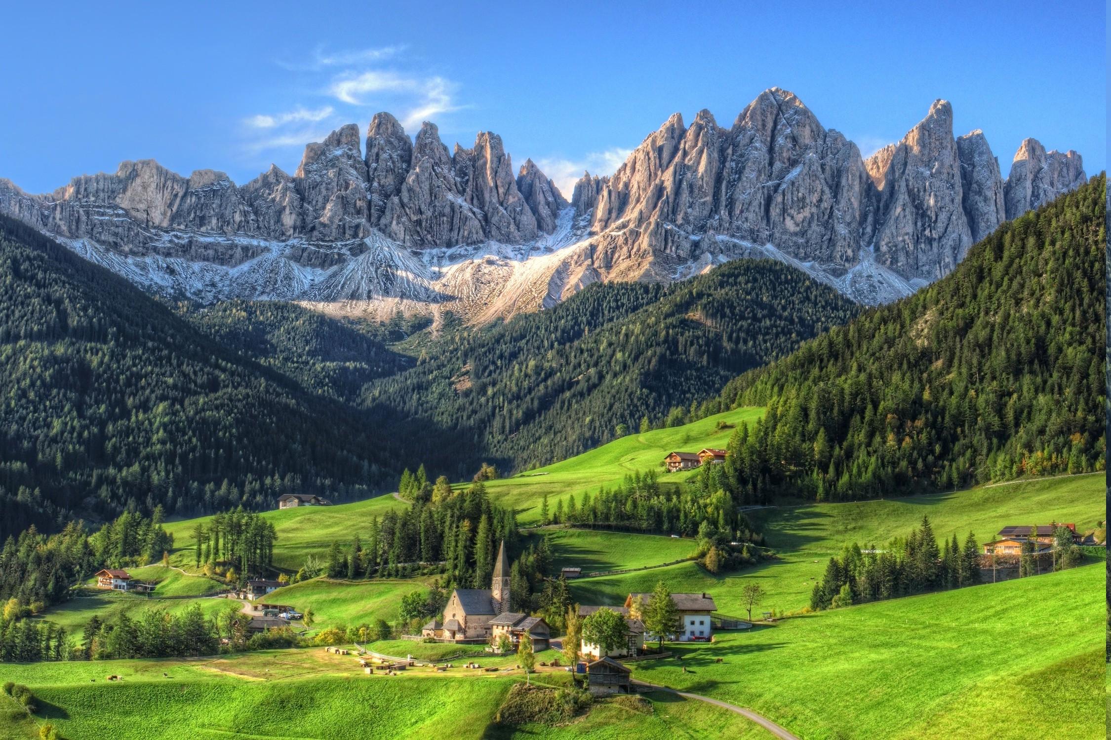 2250x1500 mountain, Village, Summer, Forest, Tyrol, Grass, Nature, Landscape, Green, Morning Wallpaper HD / Desktop and Mobile Background