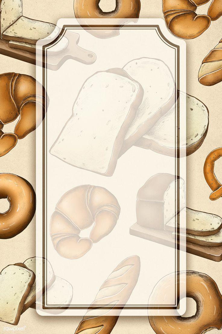 736x1104 Hand drawn vintage baked bread frame. premium image / Card. How to draw hands, Vintage baking, Bread baking