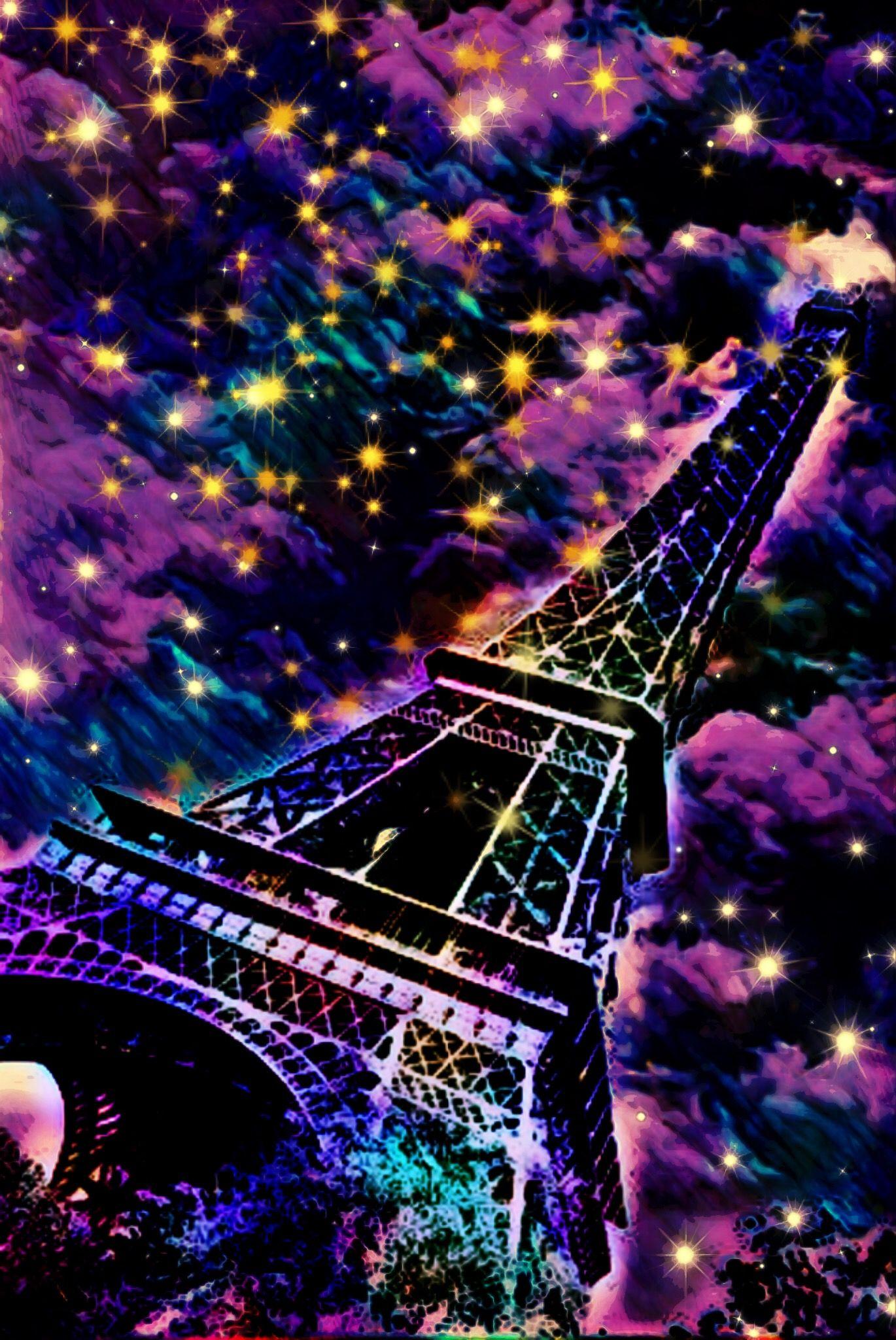 1370x2048 wallpaper #lockscreen #glitter #sparkle #galaxy #eiffeltower #paris #france #nightsky #stars #purple #vintage #tra. Eiffel tower, Galaxy wallpaper, Art wallpaper