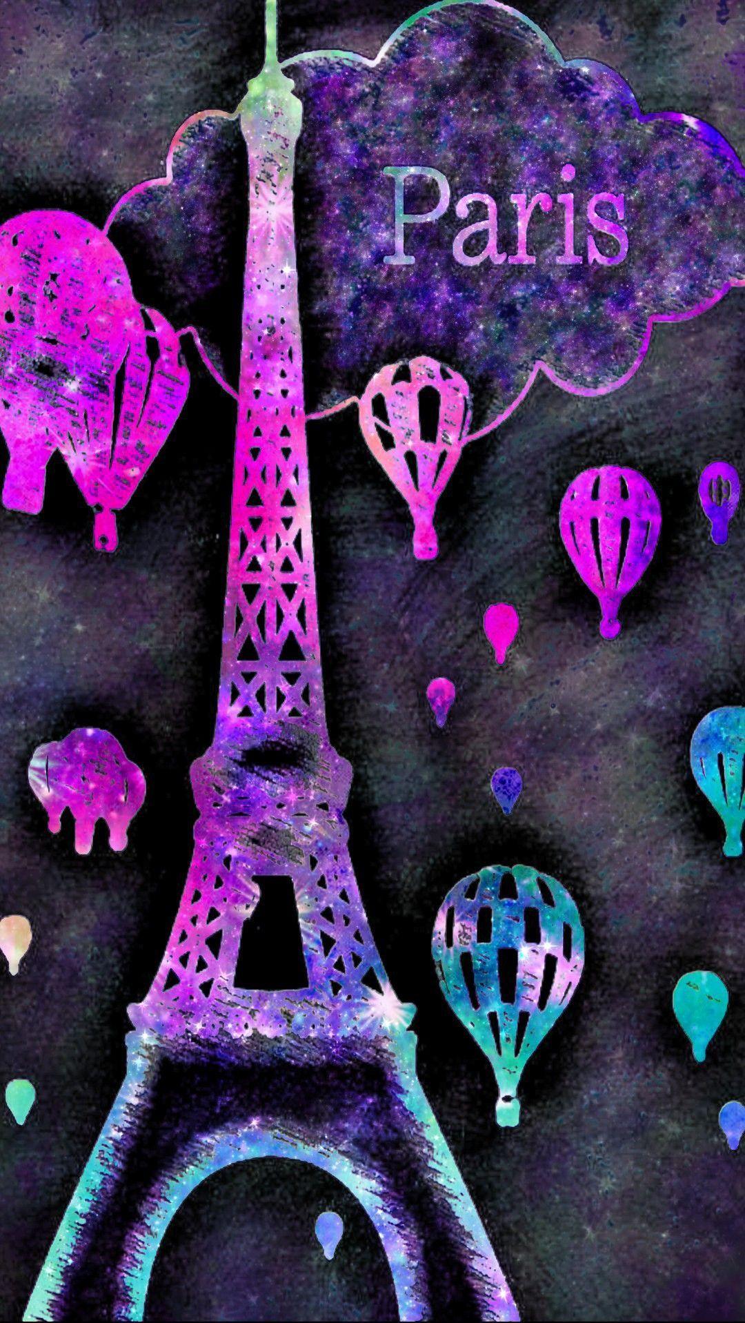 1080x1917 Purple Paris Wallpaper iPhone