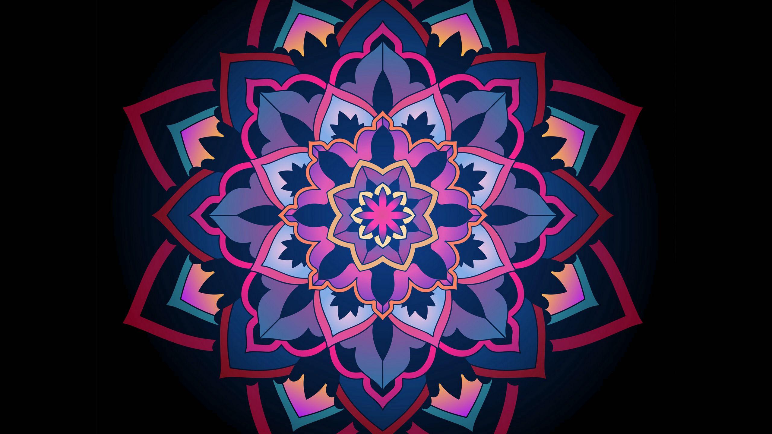 2560x1440 Download wallpaper 2560x1440 mandala, ornament, patterns, lace, openwork widescreen 16:9 HD background