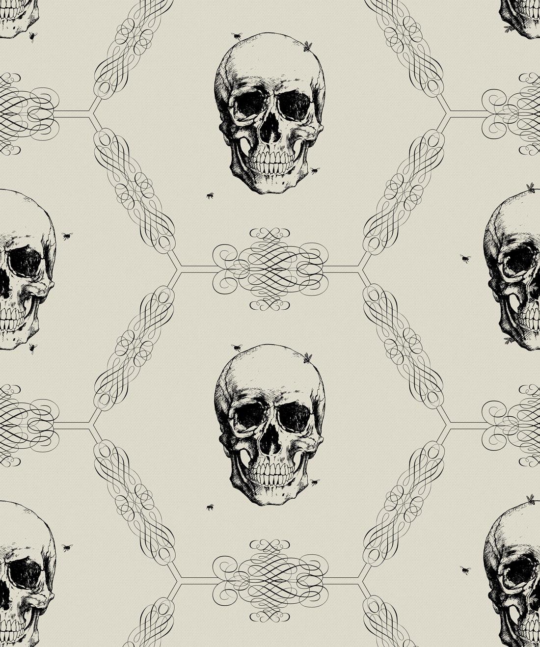 1100x1318 Skull & Bee Gothic Wallpaper, Kingdom Home