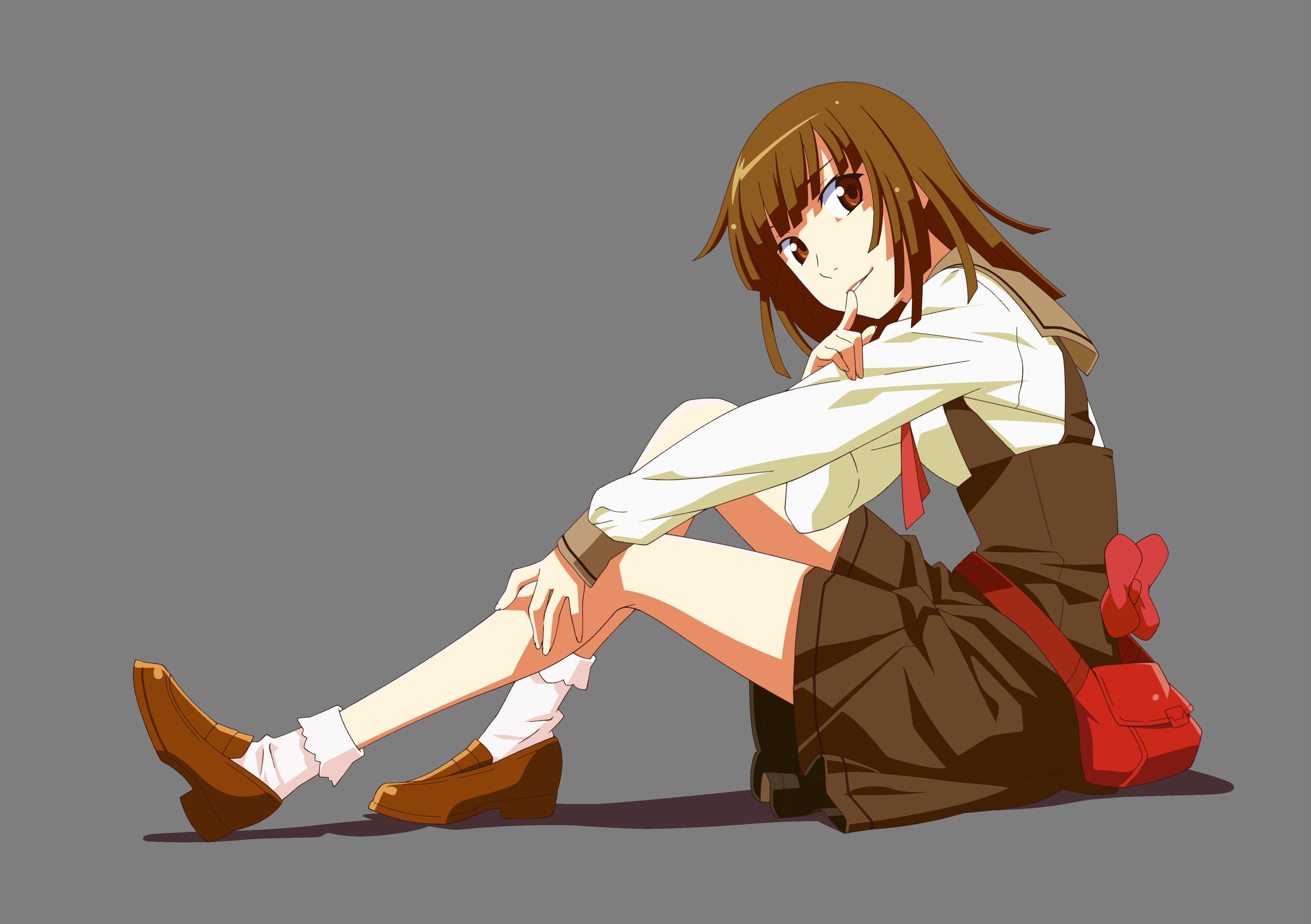 3500x2468 bakemonogatari, Brown, Eyes, Brown, Hair, Monogatari, series, Sengoku, Nadeko, Socks, Transparent, Vector Wallpaper HD / Desktop and Mobile Background