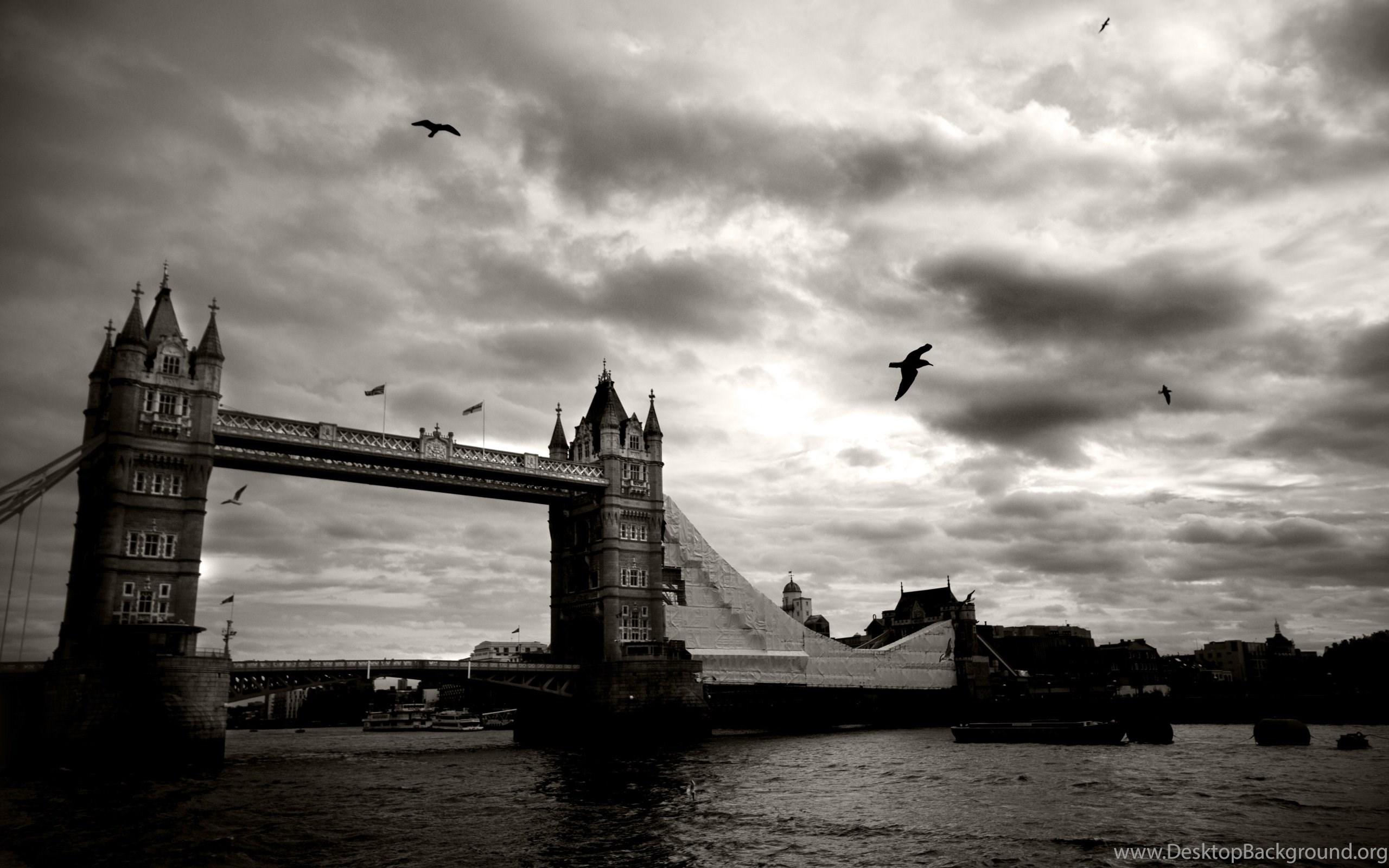 2560x1600 Wallpaper Stones Water Tower Bridge In London During A Cloudy Day. Desktop Background