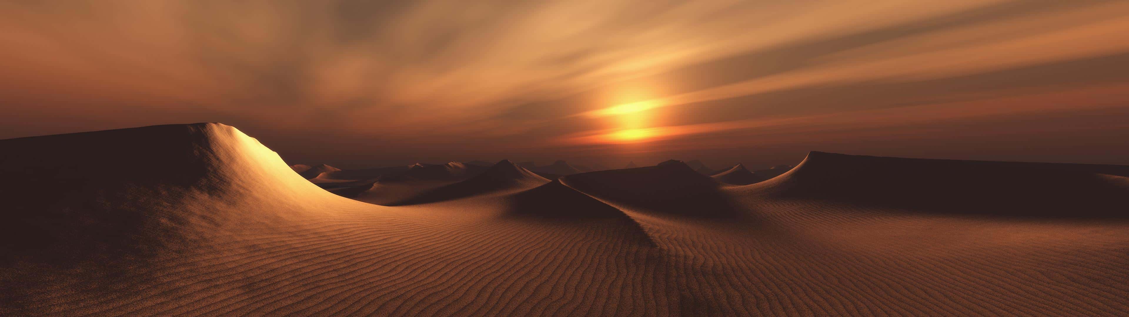 3840x1080 Desert Sand Dunes Dual Monitor Wallpaper