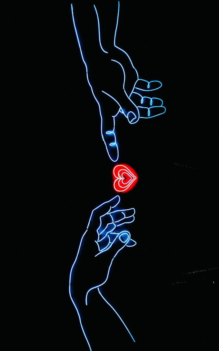 736x1177 Wallpaper neon glow touch heart fingers dark hands. Heart iphone wallpaper, Hand wallpaper, Heart wallpaper