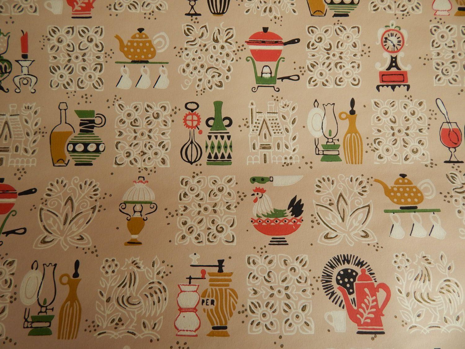 1500x1125 Vintage 50s Kitchen Wallpaper