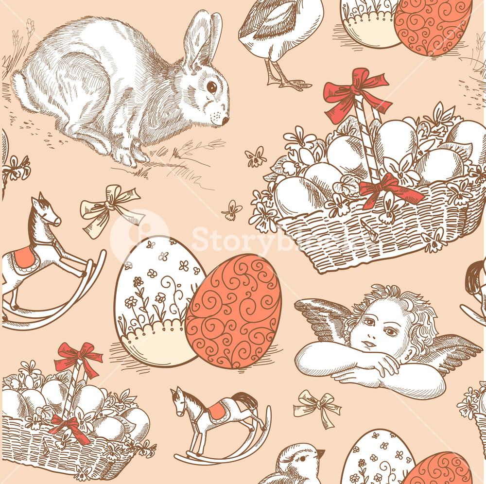 1000x996 Vintage Easter Seamless Background Royalty Free Stock Image