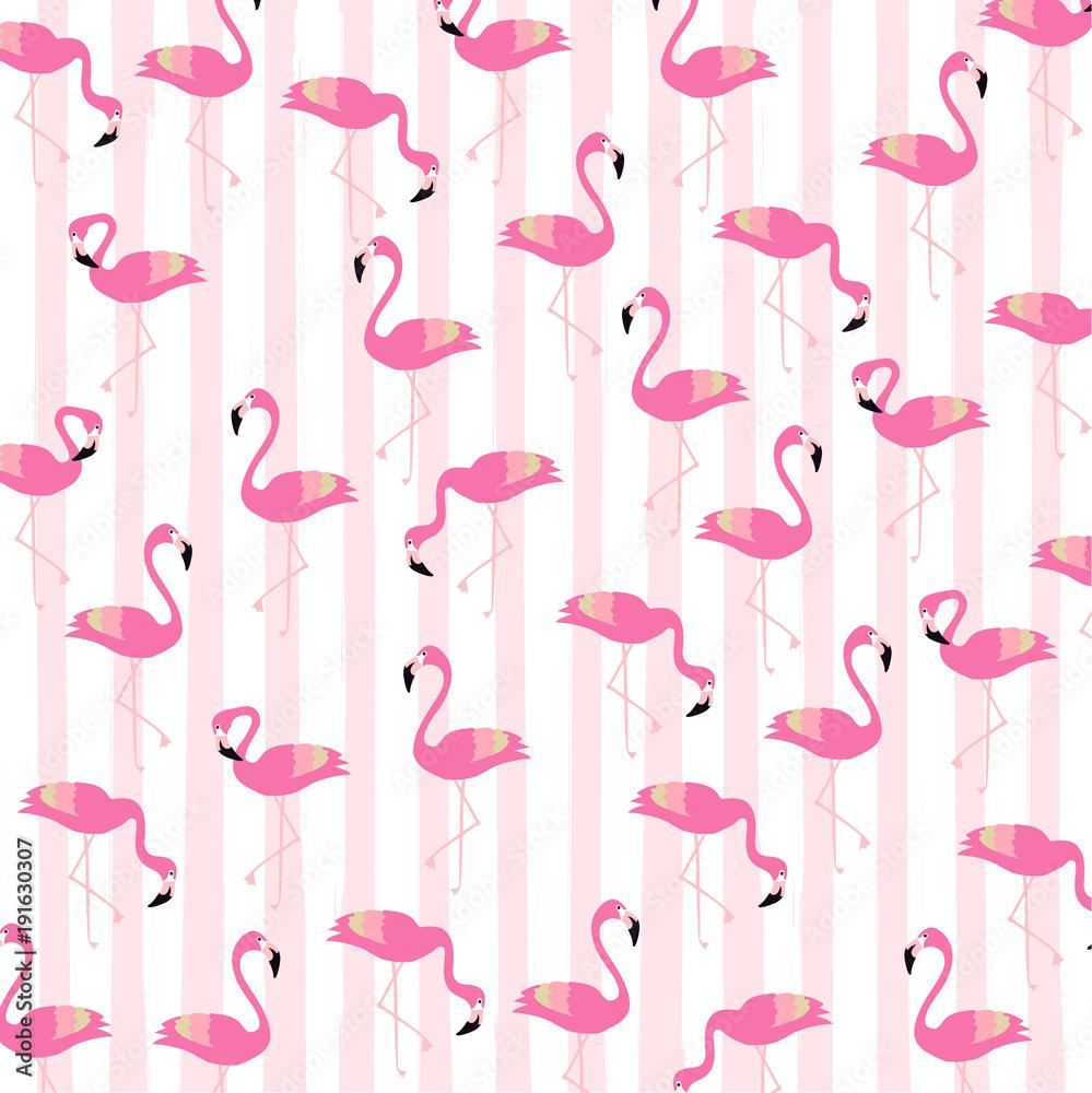 999x1000 Flamingos with stripes seamless pattern background. Tropical poster design. Flamingos art print. Wallpaper, fabric, textile, wrapping paper vector illustration design Stock Vector