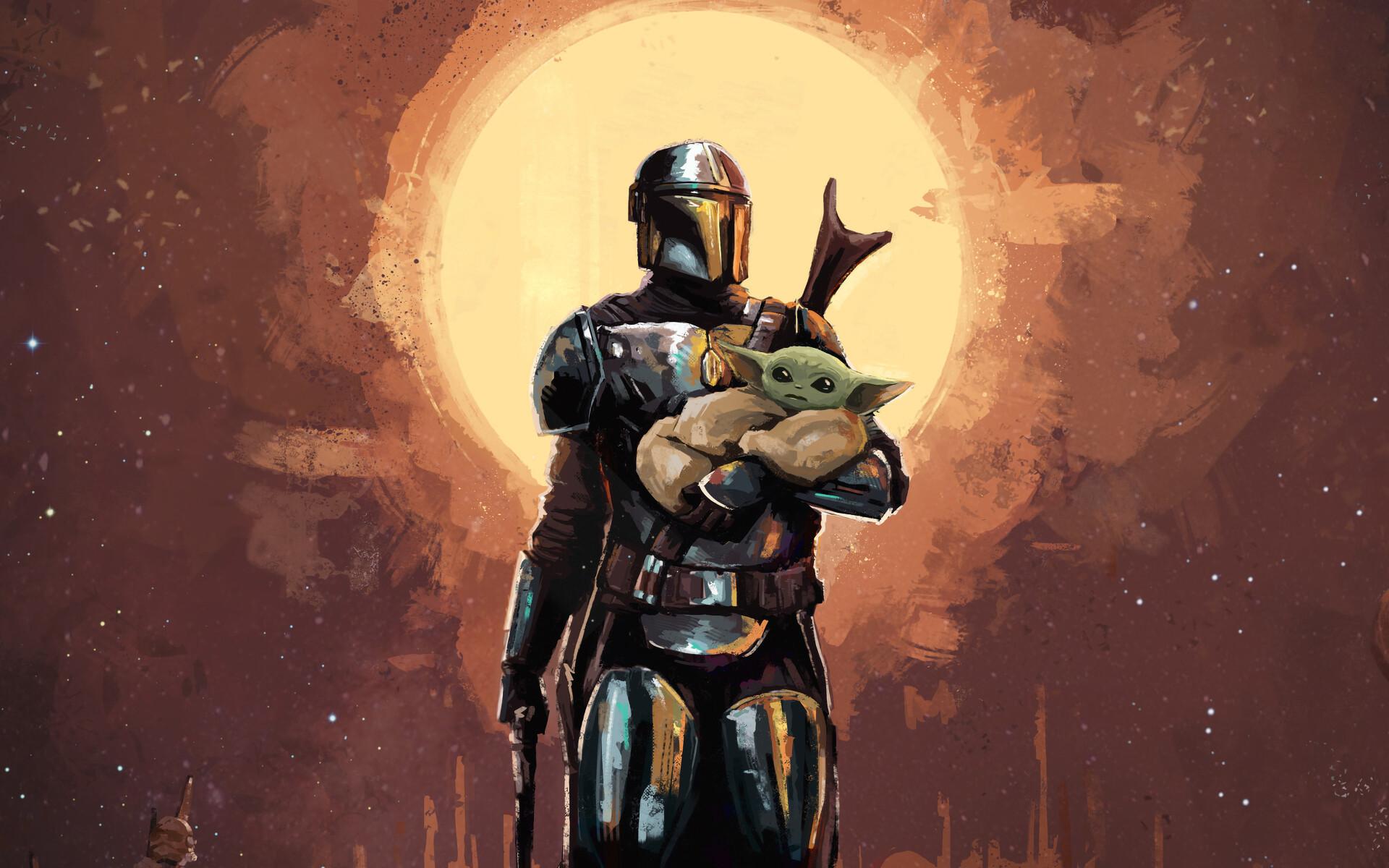 1920x1200 The Mandalorian and Baby Yoda Art 1200P Wallpaper, HD TV Series 4K Wallpaper, Image, Photo and Background