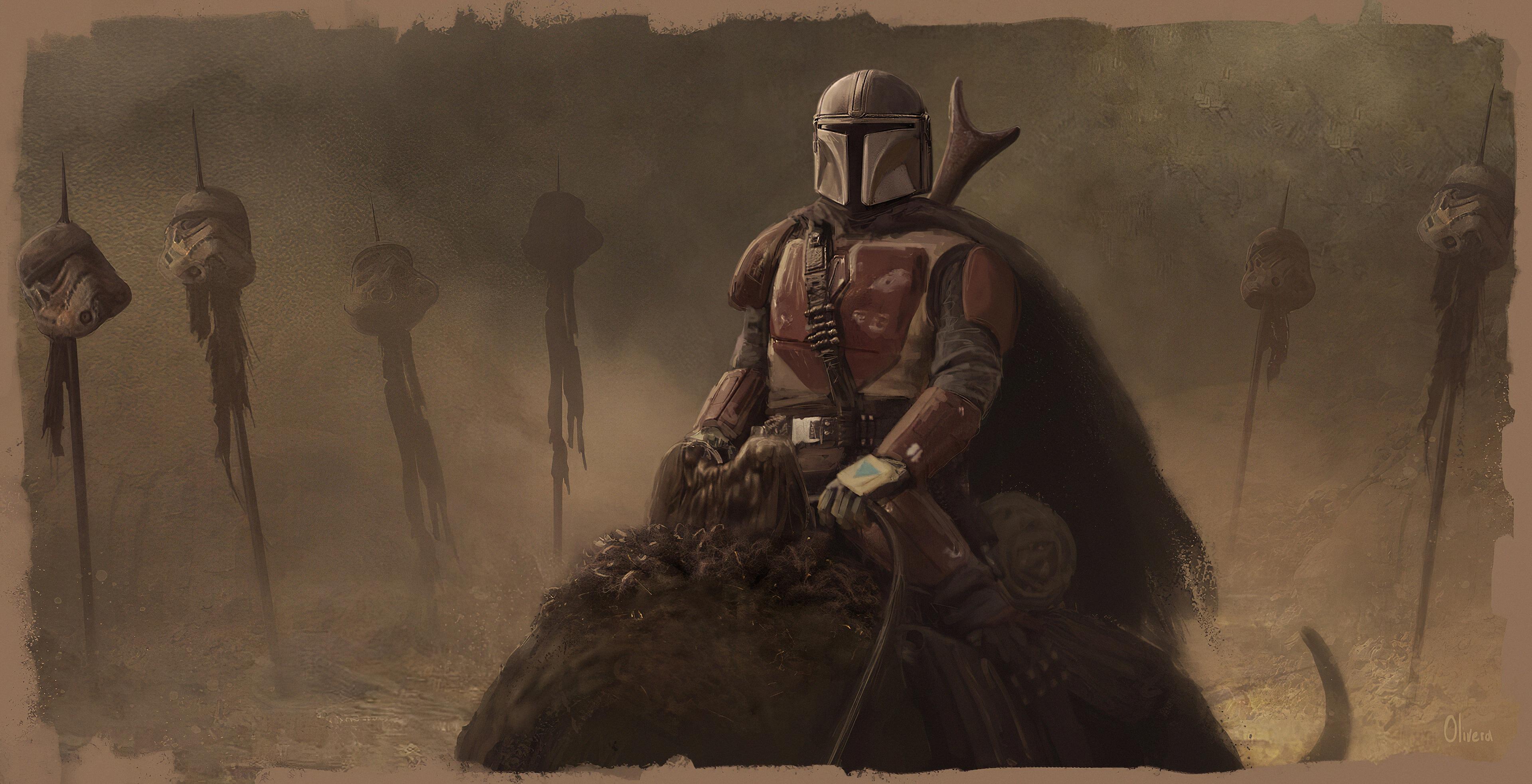 3840x1966 Wallpaper 4k The Mandalorian Art Wallpaper