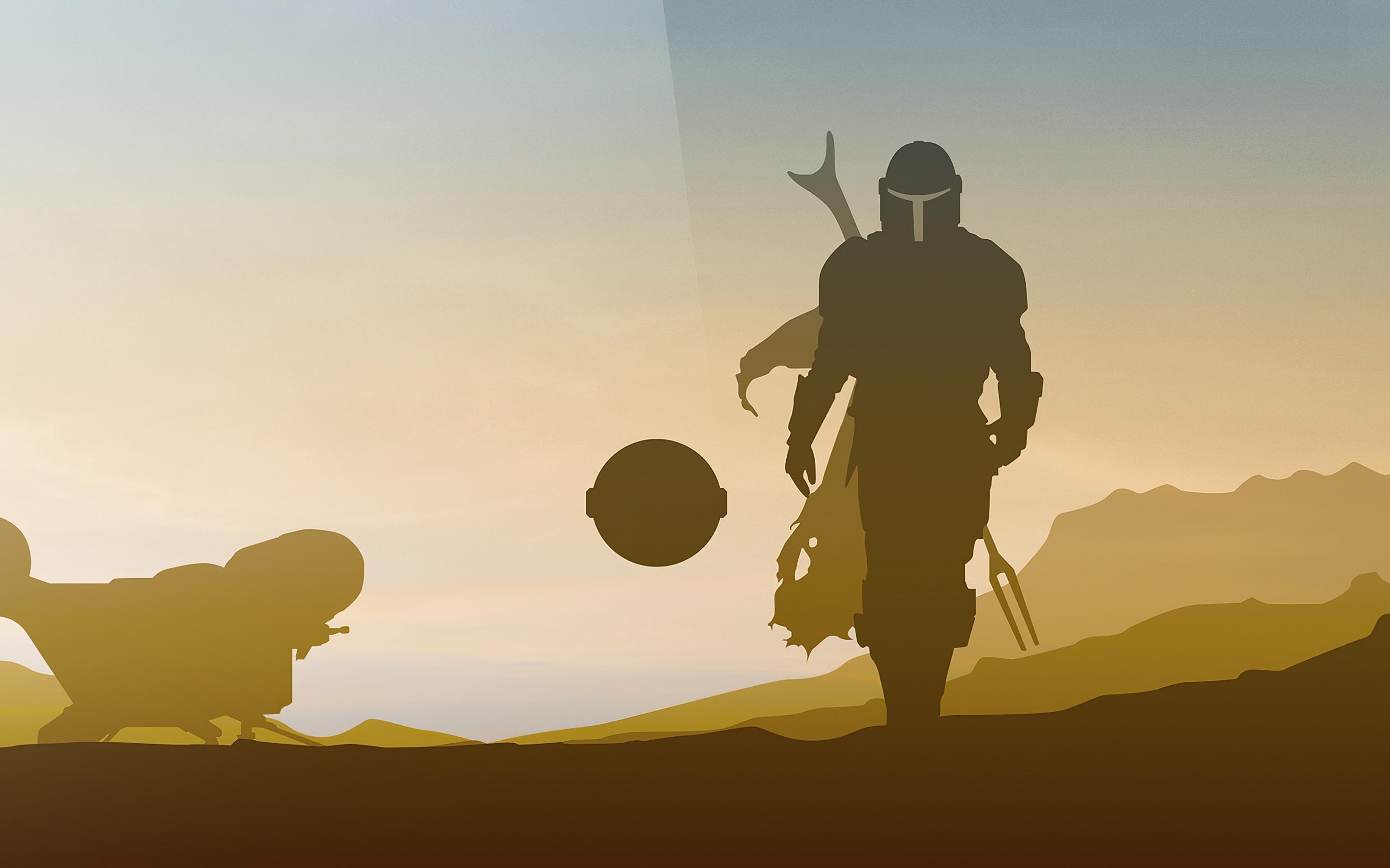 2880x1800 Wallpaper Silhouette, Artwork, Tv Series, Star Wars, The Mandalorian:3840x2112
