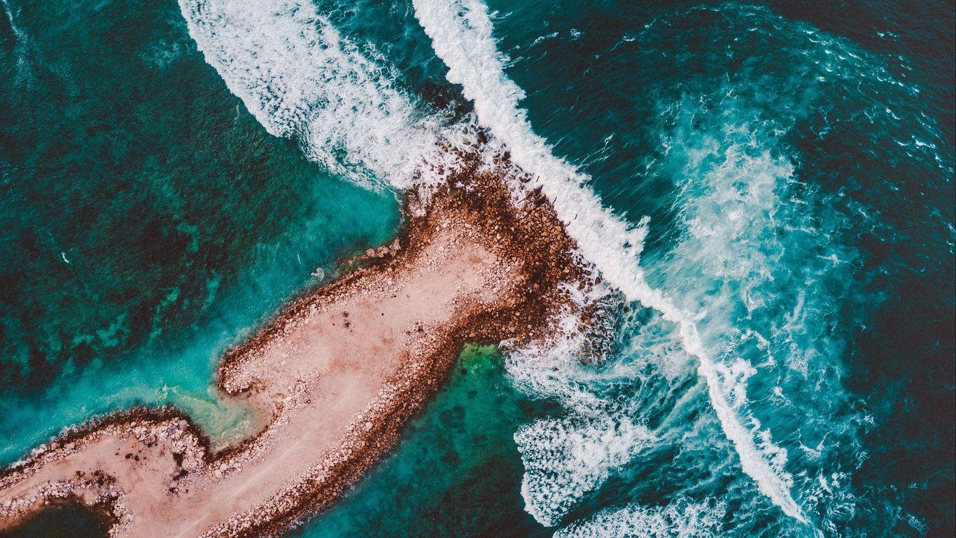 1366x768 Download wallpaper 1366x768 tide, ocean, waves tablet, laptop HD