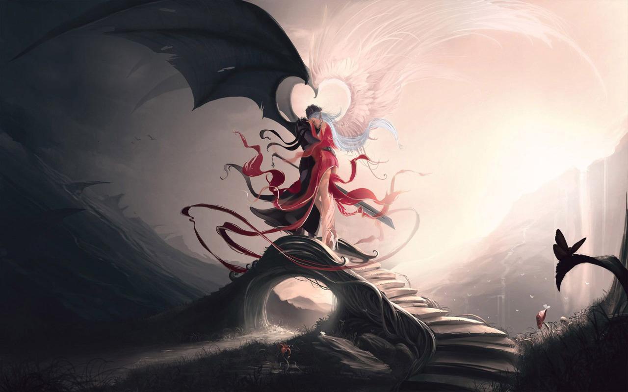 1280x800 Free download Download Angel and demon wallpaper [1280x800] for your Desktop, Mobile & Tablet. Explore Angel and Devil Wallpaper. Black Angel Devil Wallpaper, Devil Wallpaper HD, Devil Girl Wallpaper