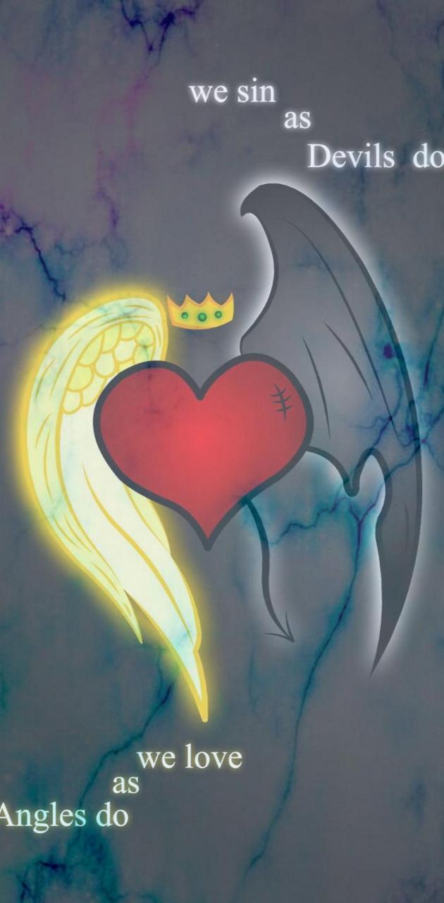 630x1280 Angel devil heart wallpaper