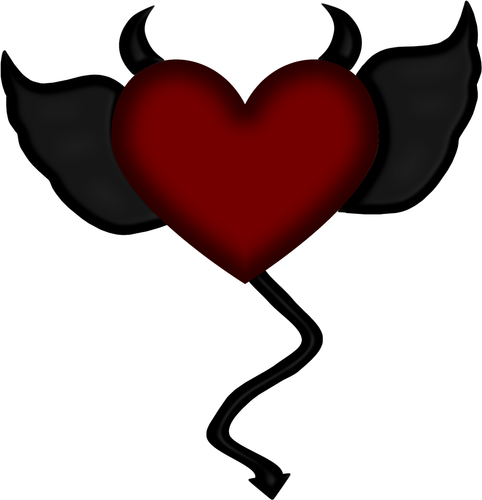 949x984 Angel And Devil, Heart With Wings, Heart Wallpaper, And Devils Hearts Together Clipart Size Png Image