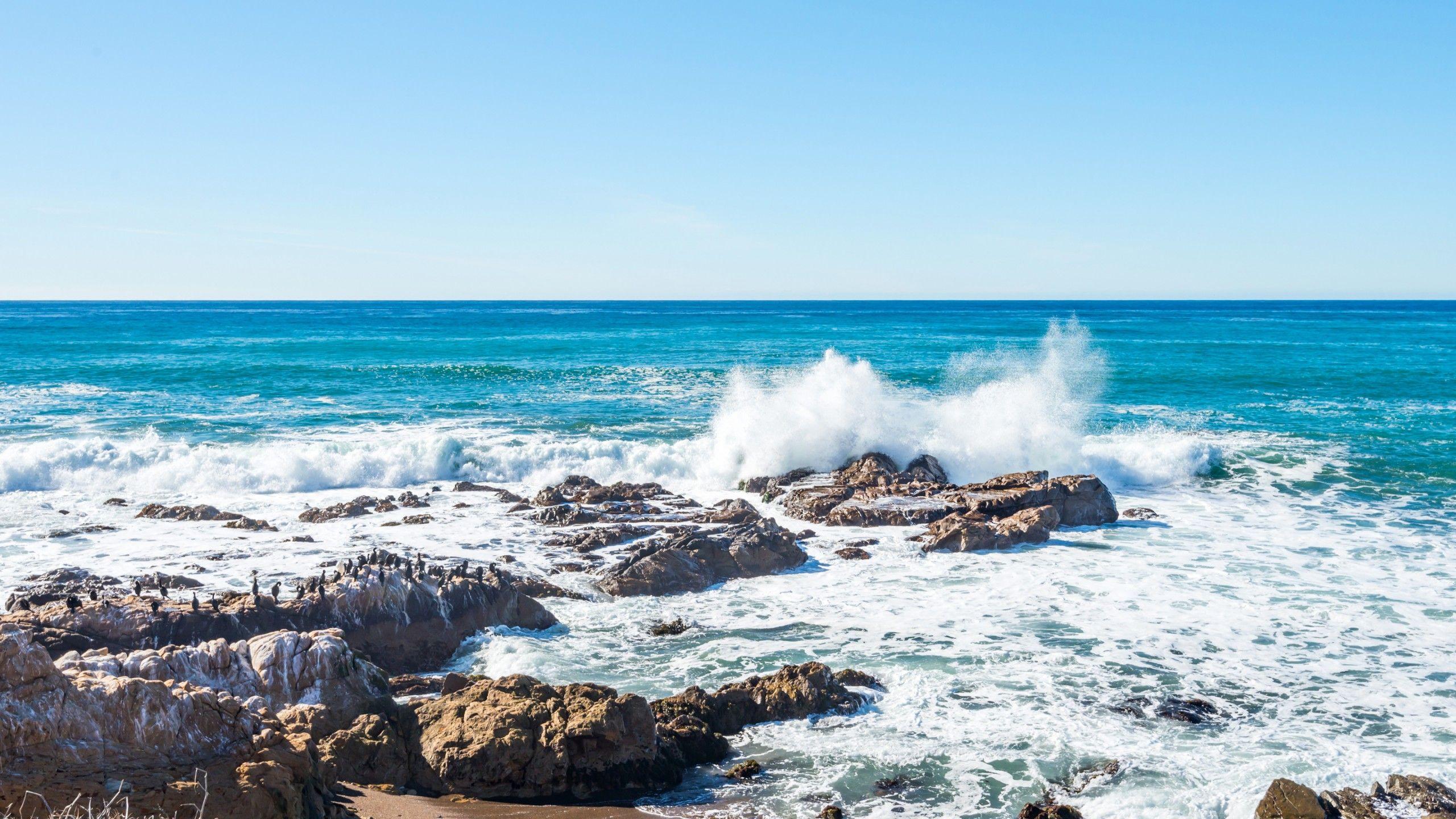 2560x1440 Wallpaper Sea shore, Beach, Waves, HD, Nature,. Wallpaper for iPhone, Android, Mobile and Desktop