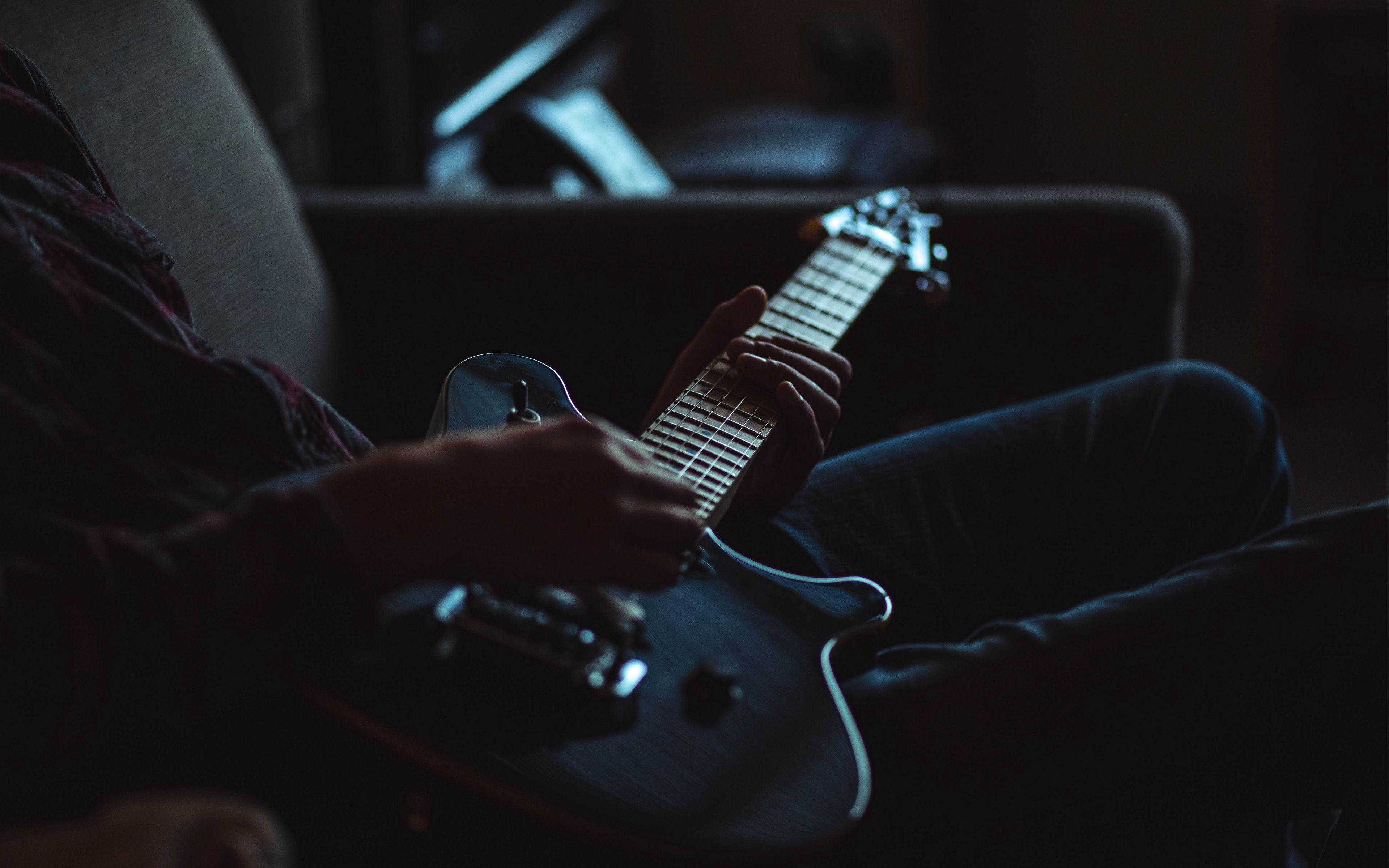 3840x2400 Download wallpaper 3840x2400 electric guitar, guitar, musical instrument, hands, guitarist 4k ultra HD 16:10 HD background