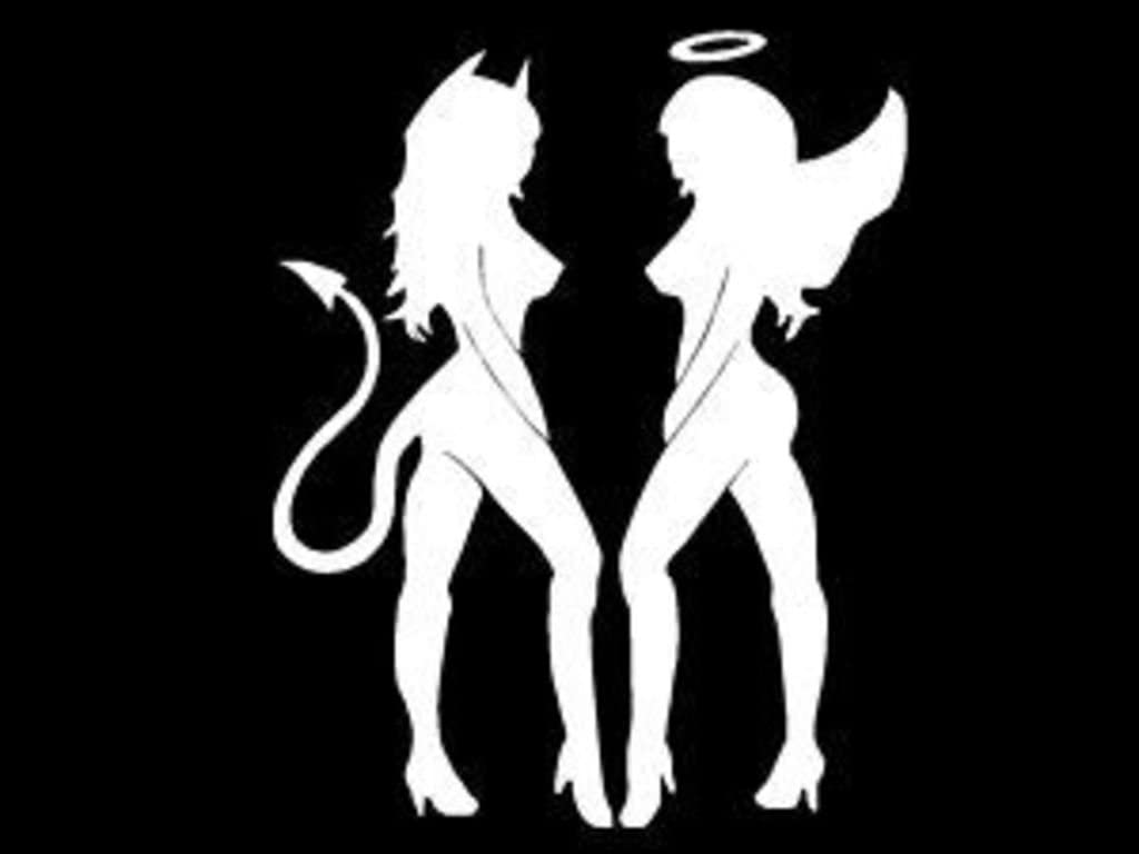 1024x768 Angel Devil Mud Flap Girls Decal Vinyl Sticker. Cars Trucks Vans Walls Laptop. White. 5.5 X 4.4 in Decal KCD297