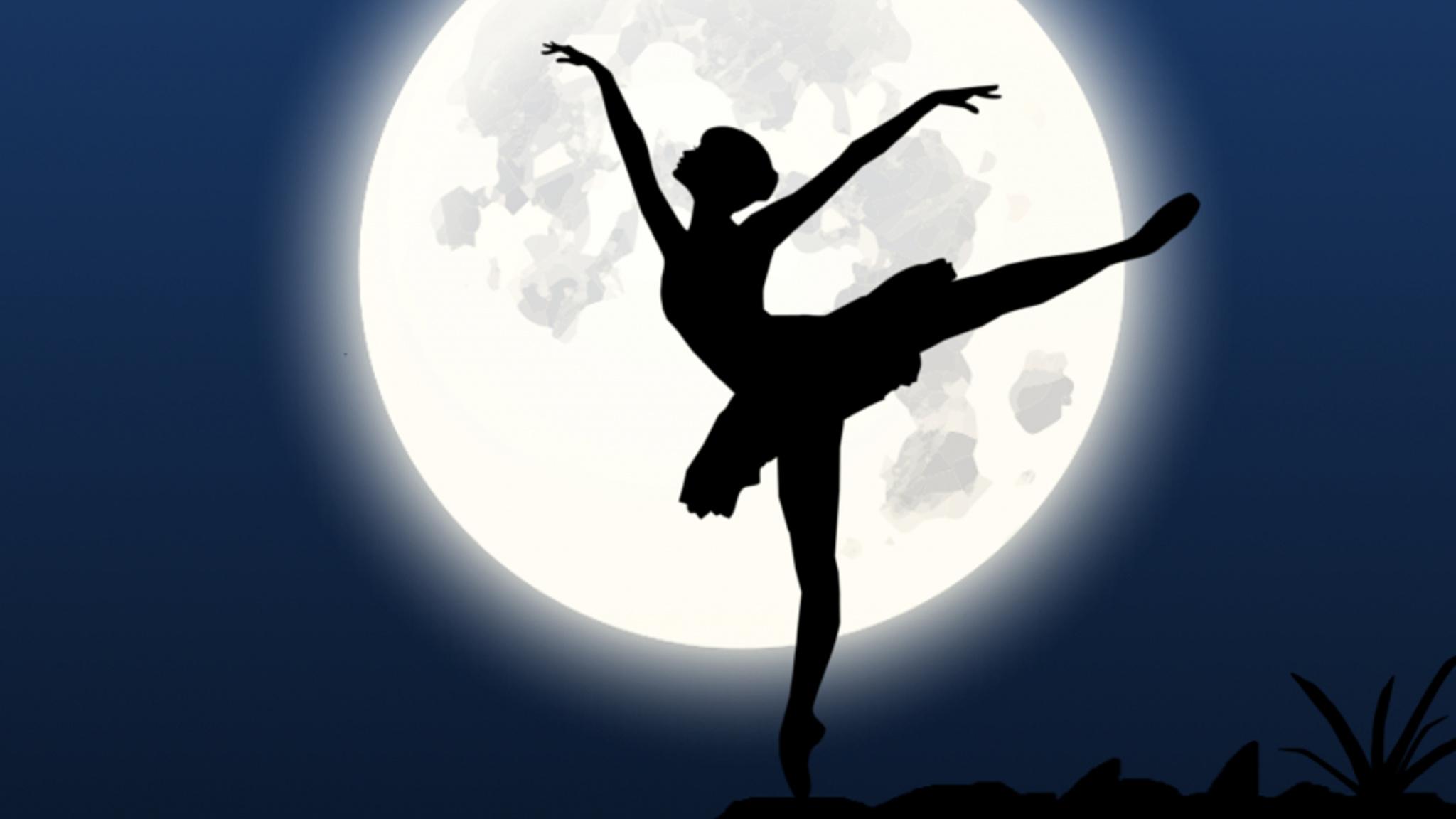 2048x1152 Ballerina, Silhouette, Moon, Dance, Wallpaper