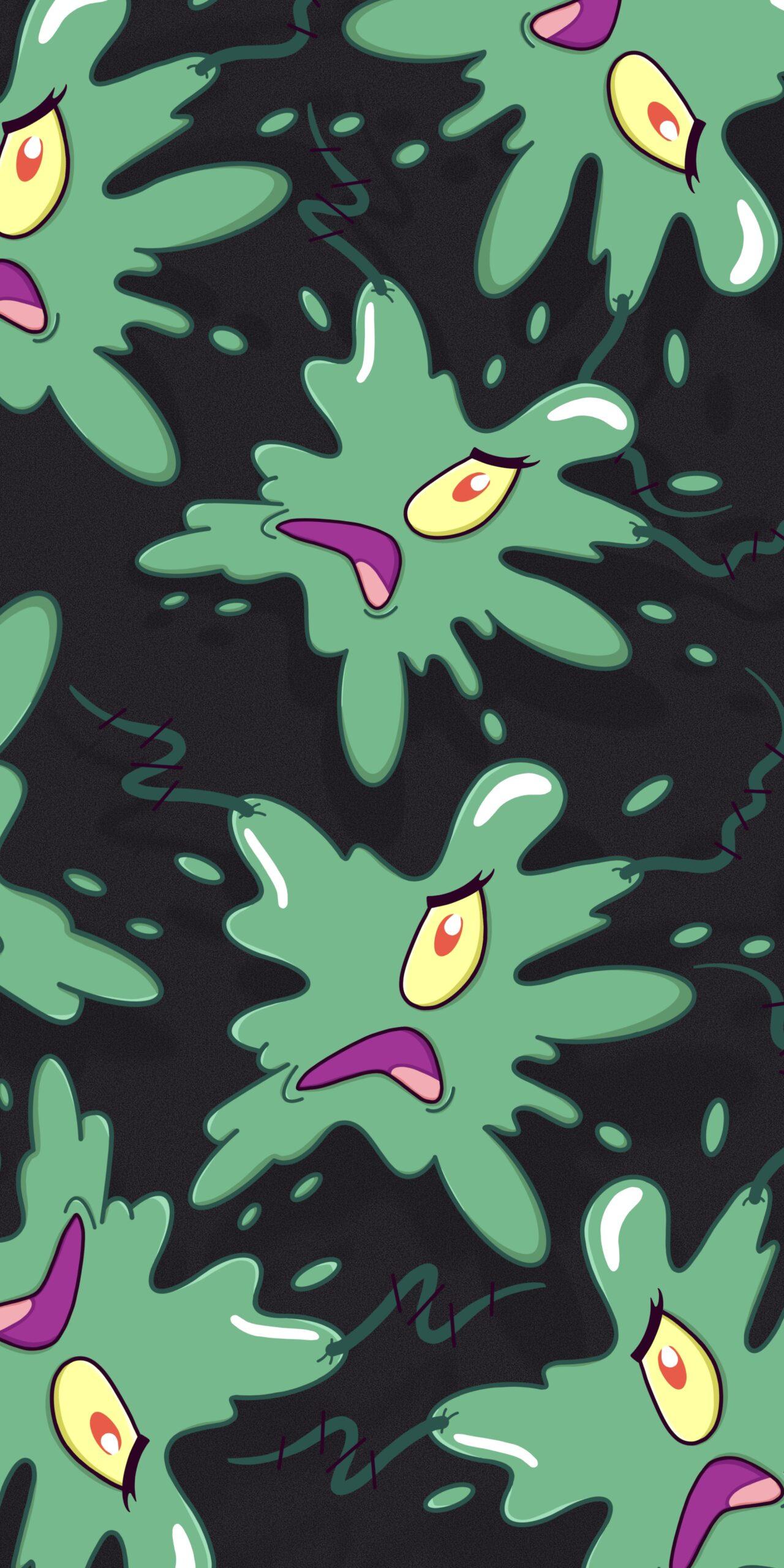 1280x2560 SpongeBob Squashed Plankton Stain Dark Wallpaper