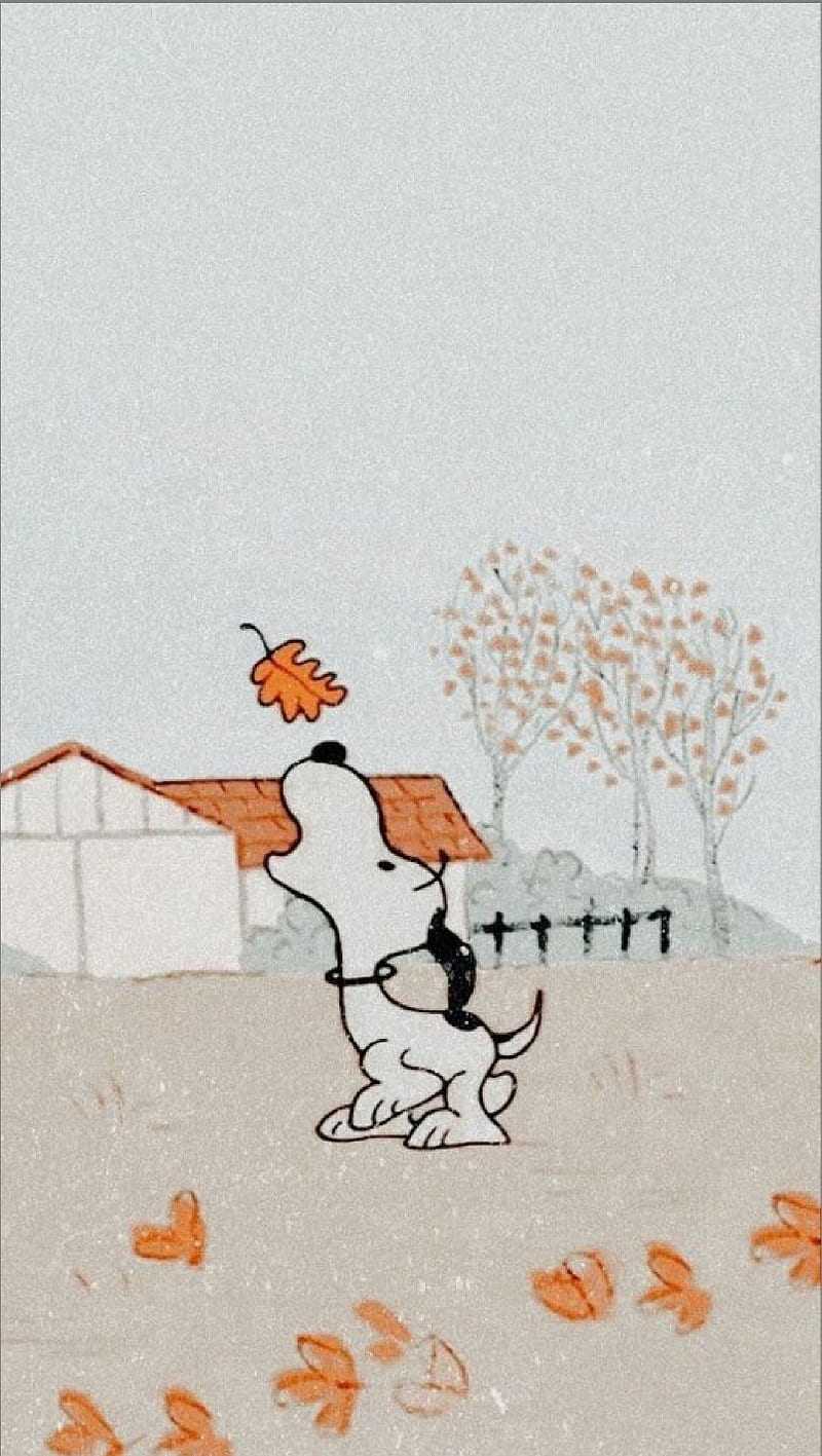 800x1417 Snoopy Fall Wallpaper