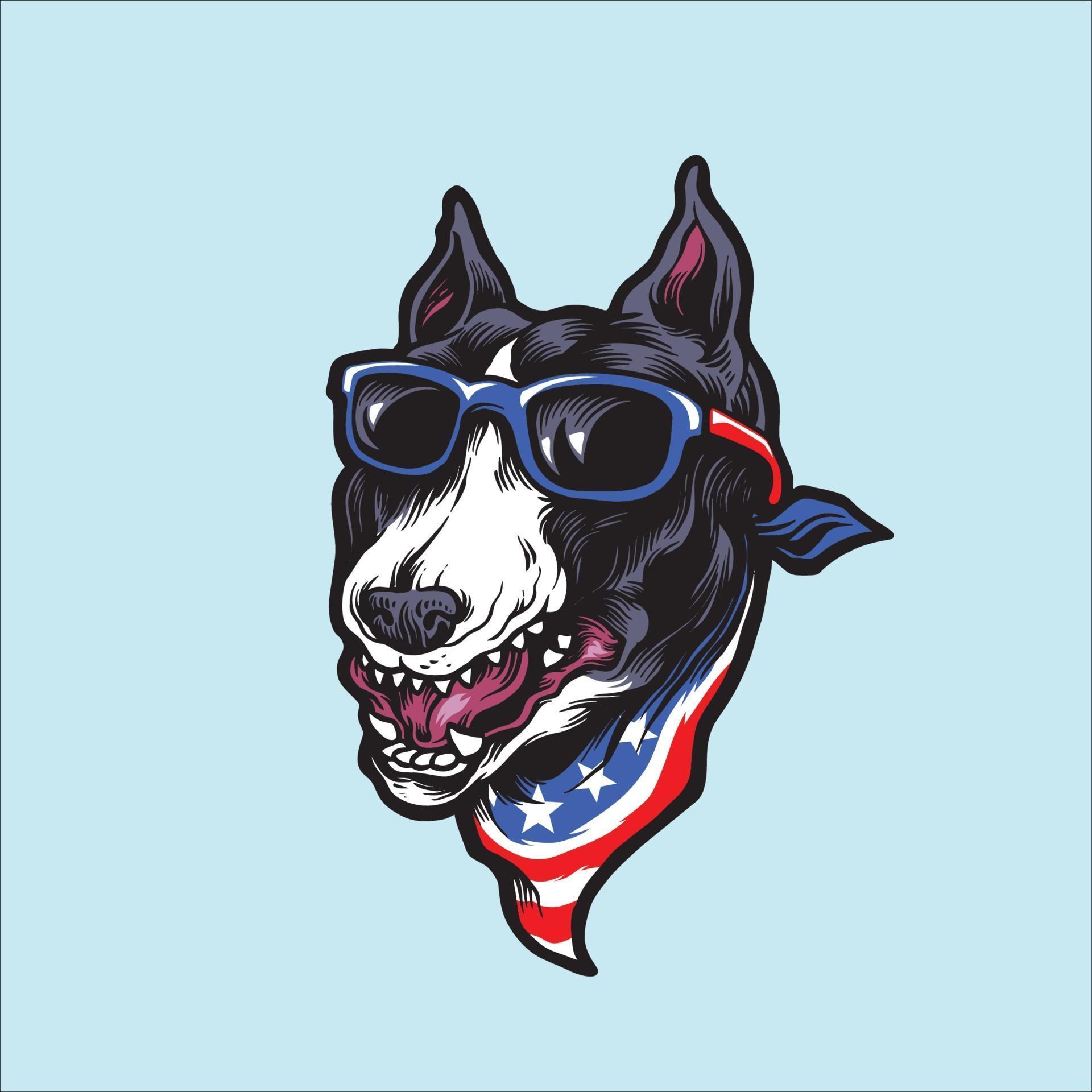 1920x1920 American Pitbull Terrier dog wearing sunglasses