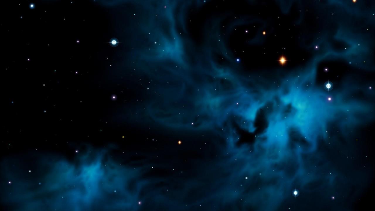 1280x720 Blue And Light Fire Orange Stars And Clouds On Black Sky HD Space Wallpaper