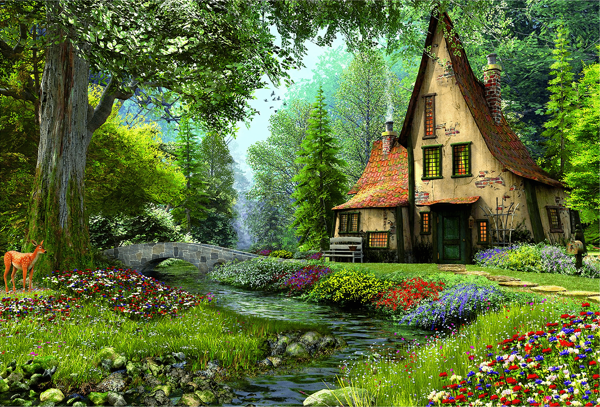 1920x1301 Fairytale House in the Forest HD Wallpaper