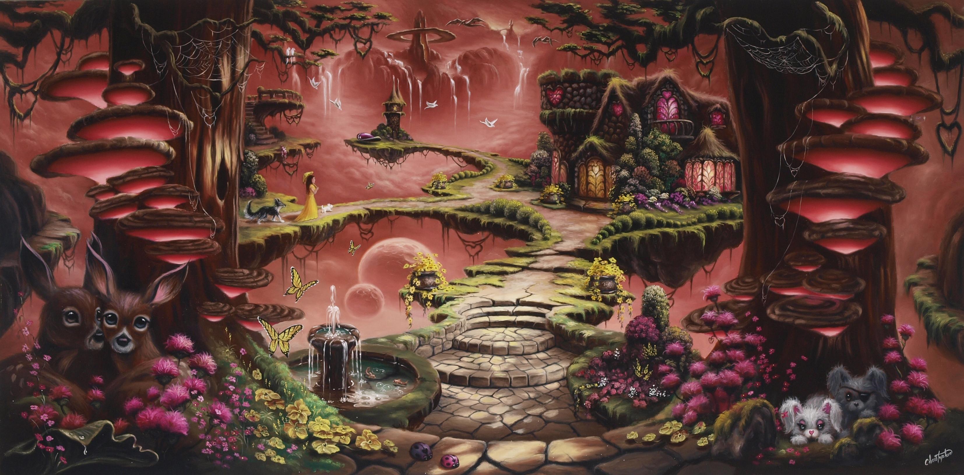 3308x1632 Fairy House Wallpaper