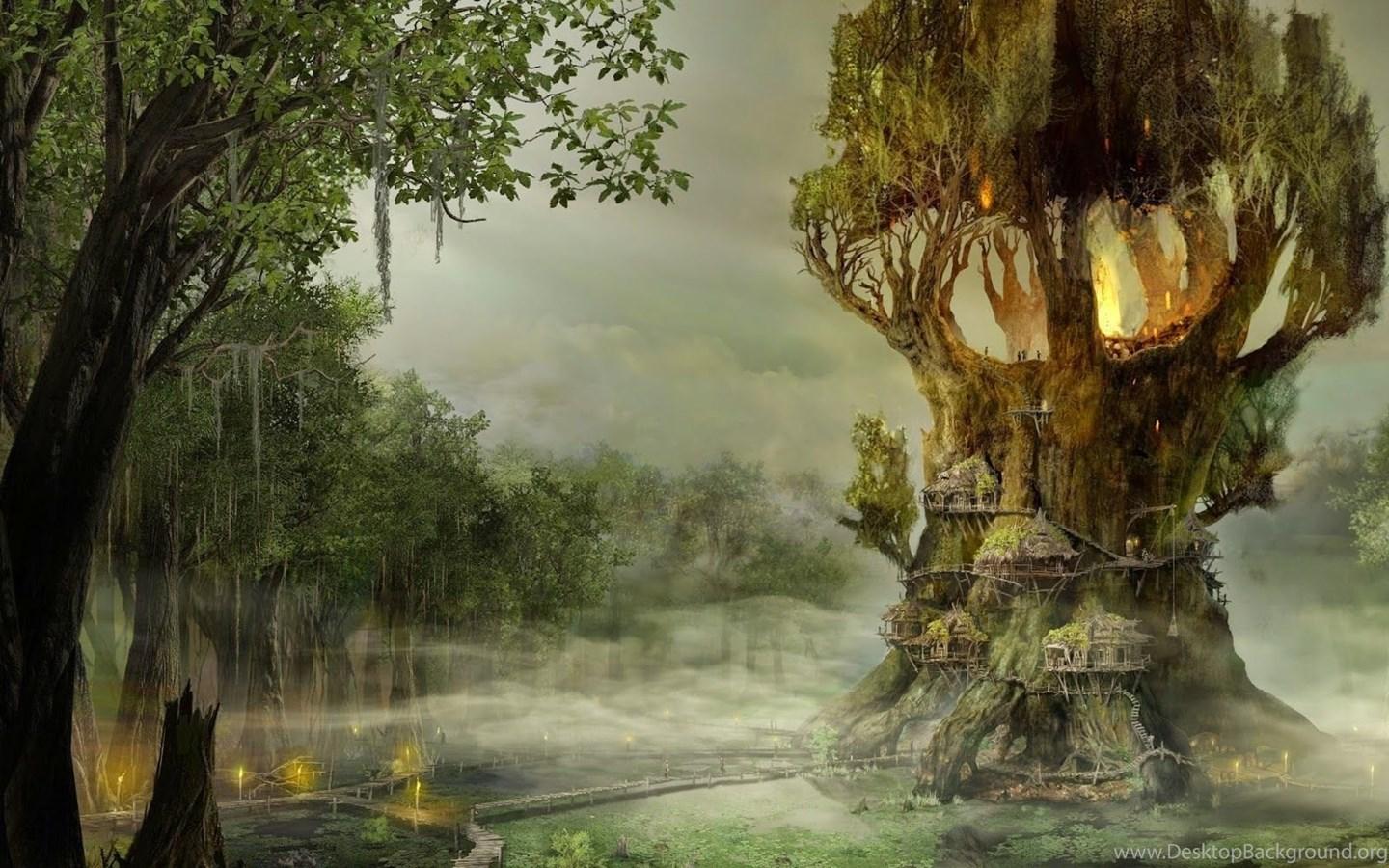 1440x900 Beautiful Tree House Fantasy Fairy Tale Image Picture HD Photo. Desktop Background