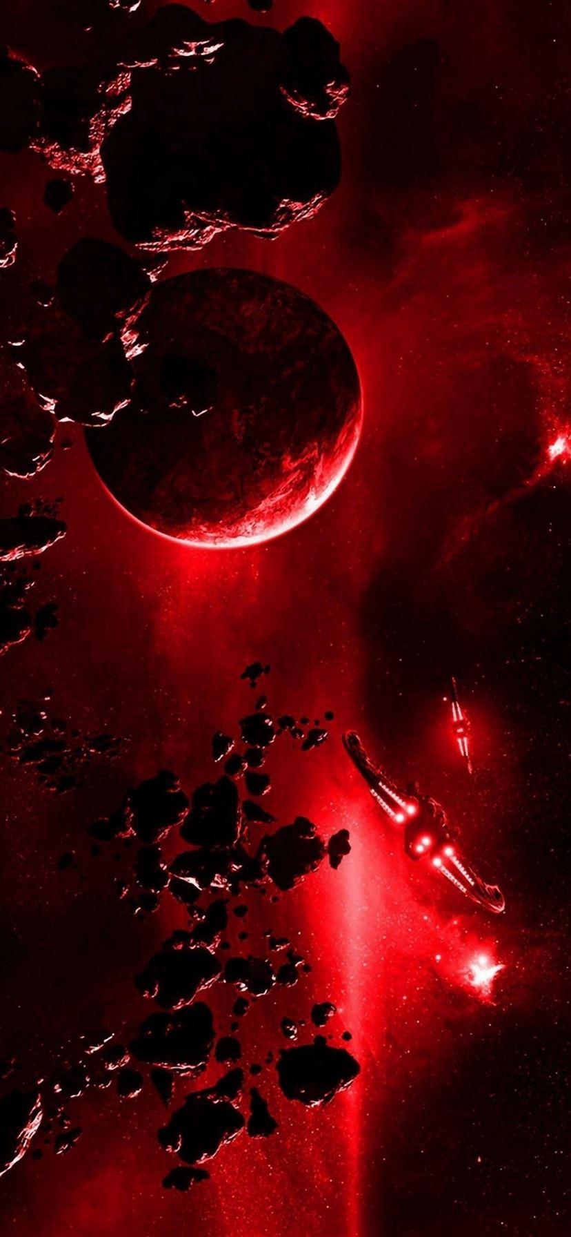 828x1792 Red Planet Explosion Light From Space iPhone Wallpaper Free Download