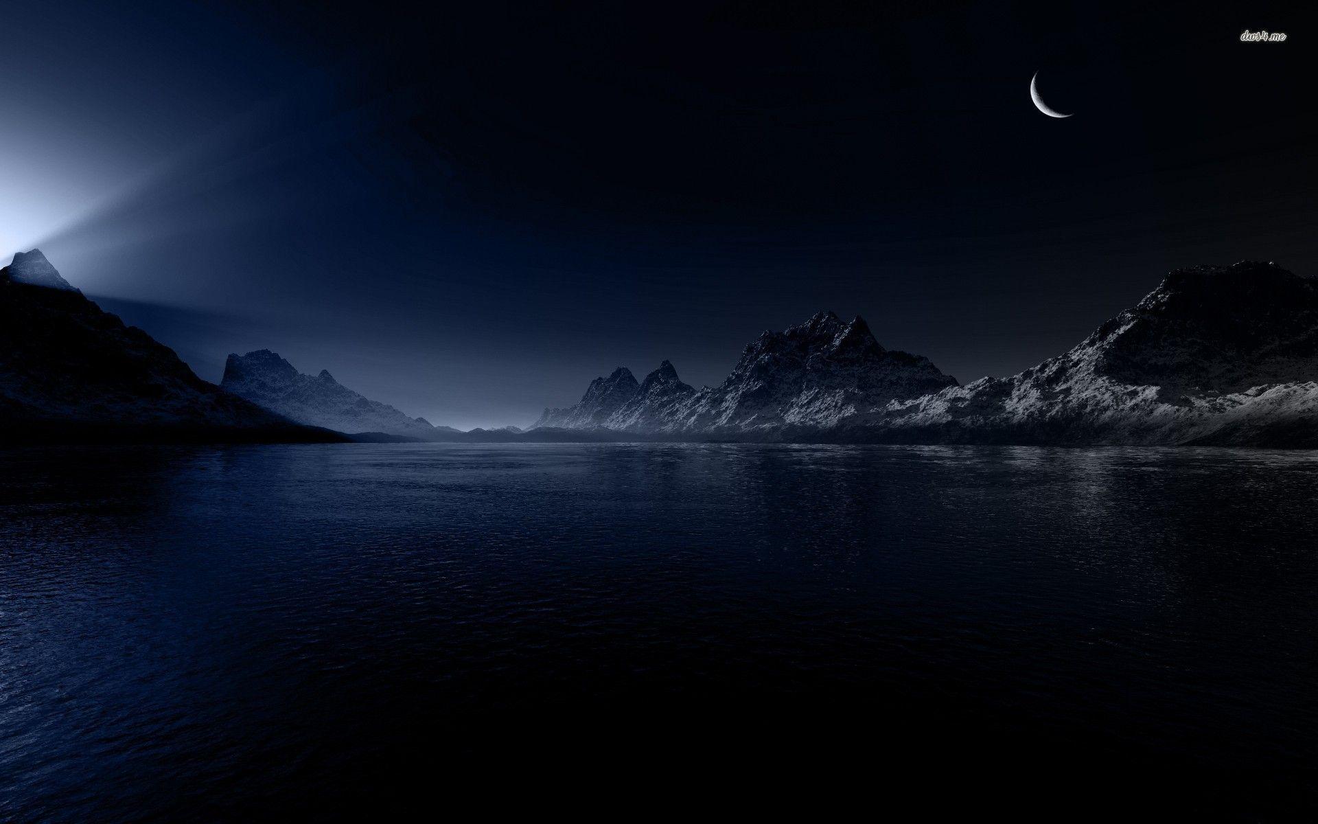 1920x1200 Dark night over the mountain lake HD wallpaper. Widescreen wallpaper, Wallpaper, Phone wallpaper