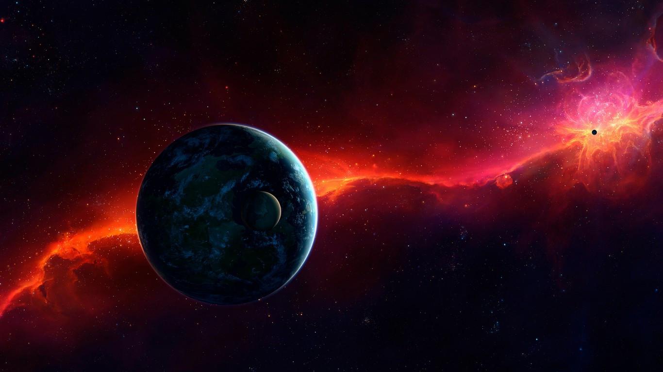1366x768 Download 1366x768 Earth, Galaxy, Red Nebula, Cosmos Wallpaper for Laptop, Notebook
