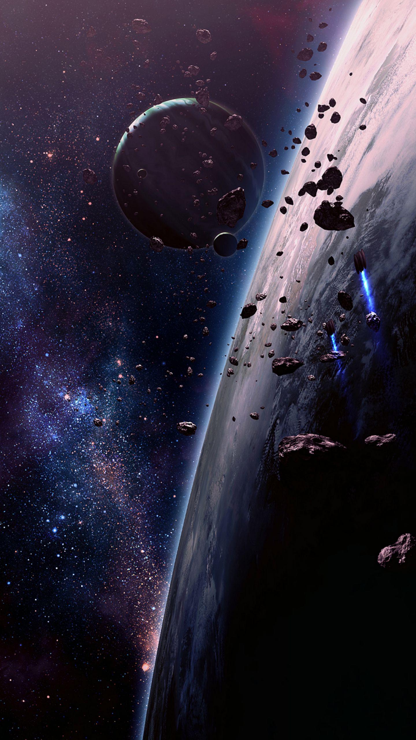 1440x2560 Download wallpaper 1440x2560 space, planet, fragments, stars, universe, galaxy qhd samsung galaxy s s edge, note, lg g4 HD background