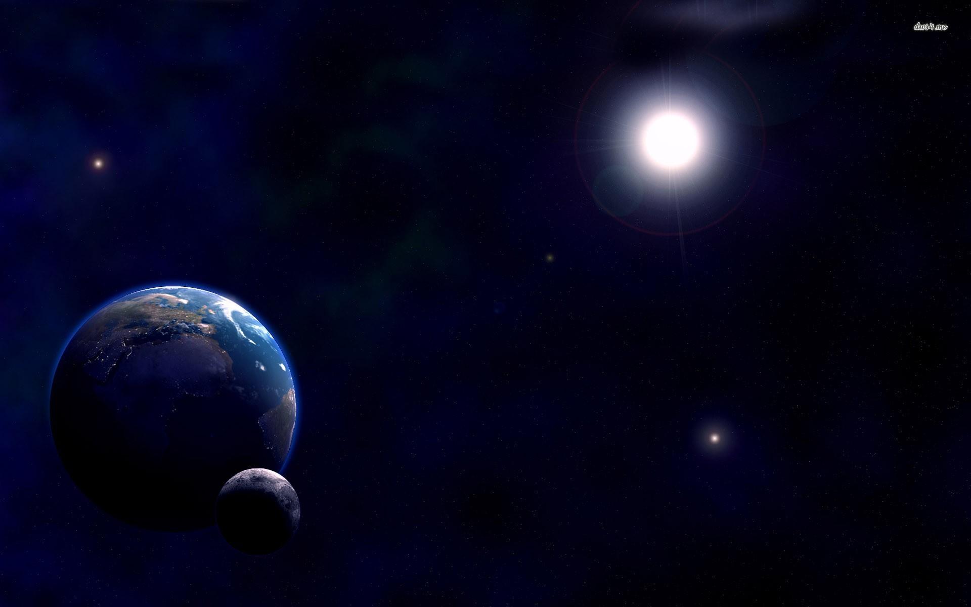 1920x1200 Earth Sun And Moon From Space