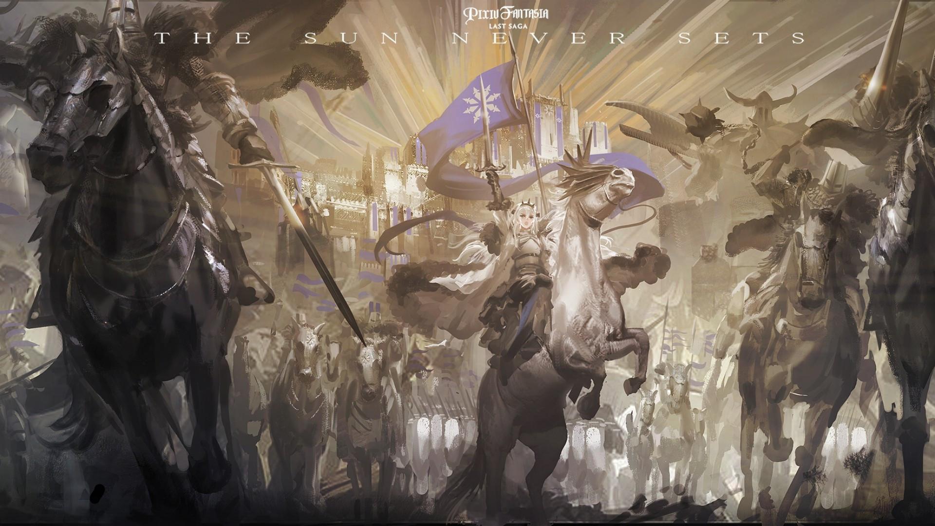 1920x1080 Download 1920x1080 Anime Knights, Medieval, War, Horses, Armor, Tiara, Princess Wallpaper for Widescreen