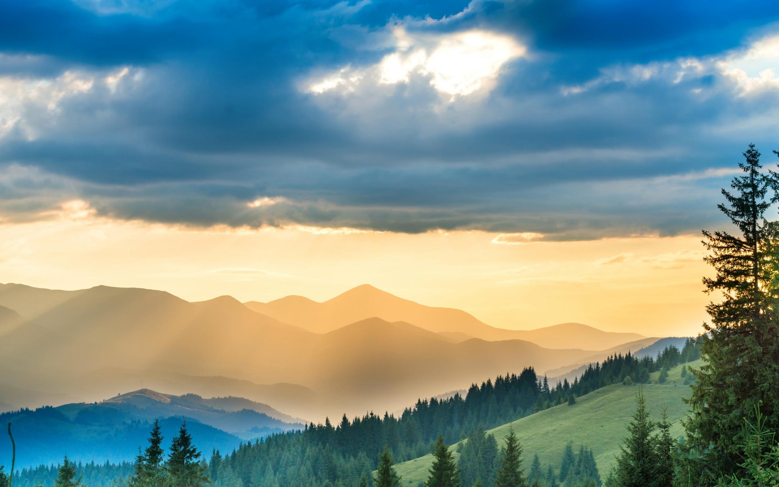 2560x1600 Wallpaper 4k Landscape Mountains Sunbeam Nature 5k Wallpaper