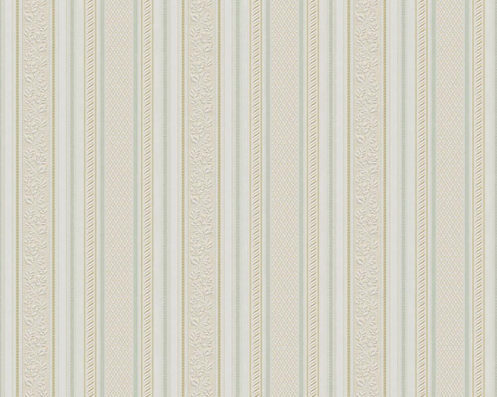 1000x800 A.S. Création Wallpaper «Stripes, Gold, Green, Metallic, White» 765666