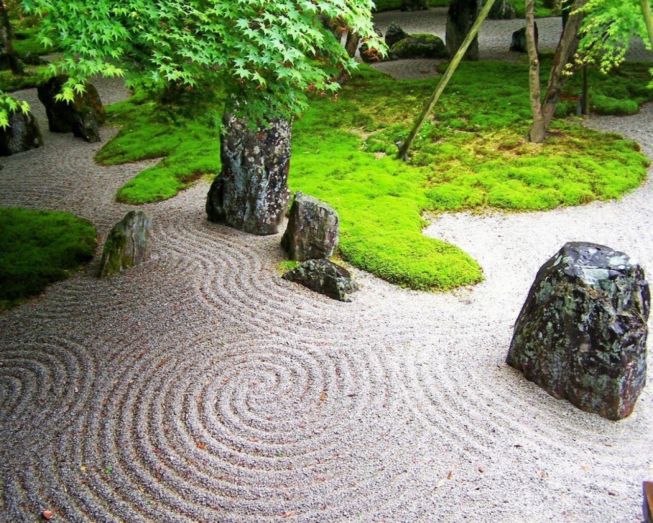 1280x1024 Japan Garden Sand Natur Stones desktop PC and Mac wallpaper