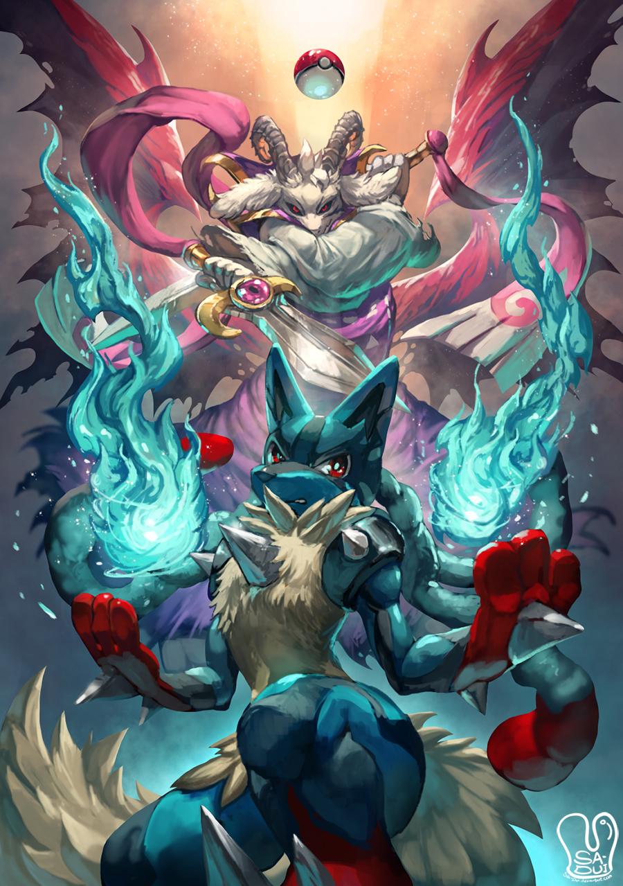 900x1279 Mega Lucario Artwork