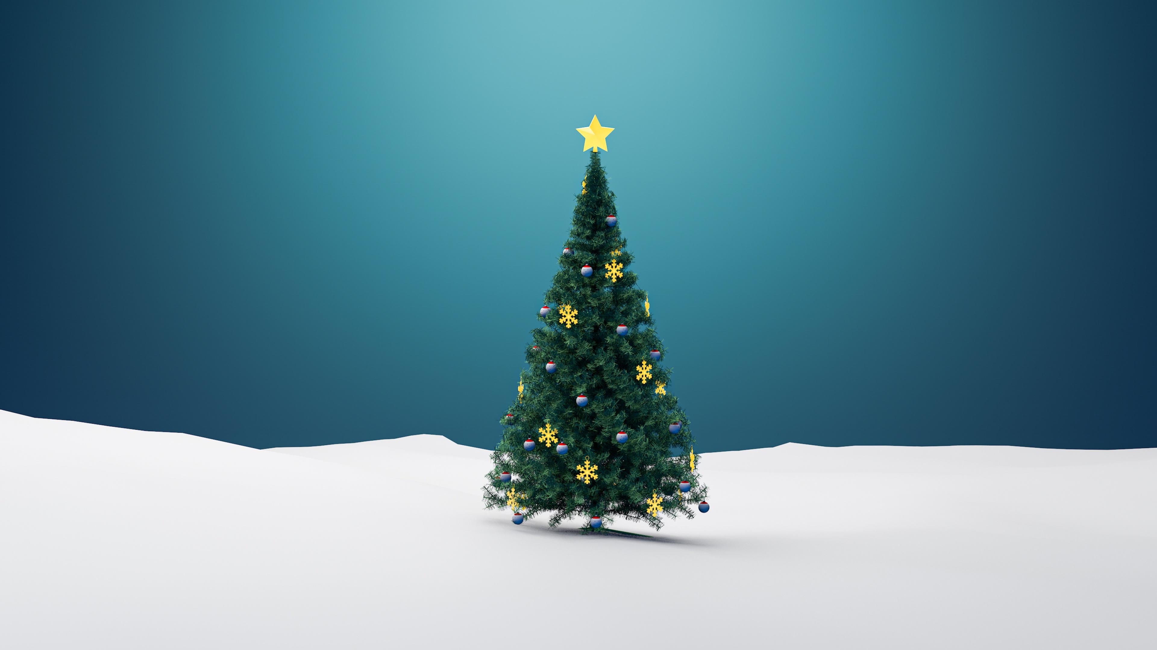 3840x2160 Christmas Tree Wallpaper 4K, Christmas Decoration, Xmas Background, Celebrations Christmas