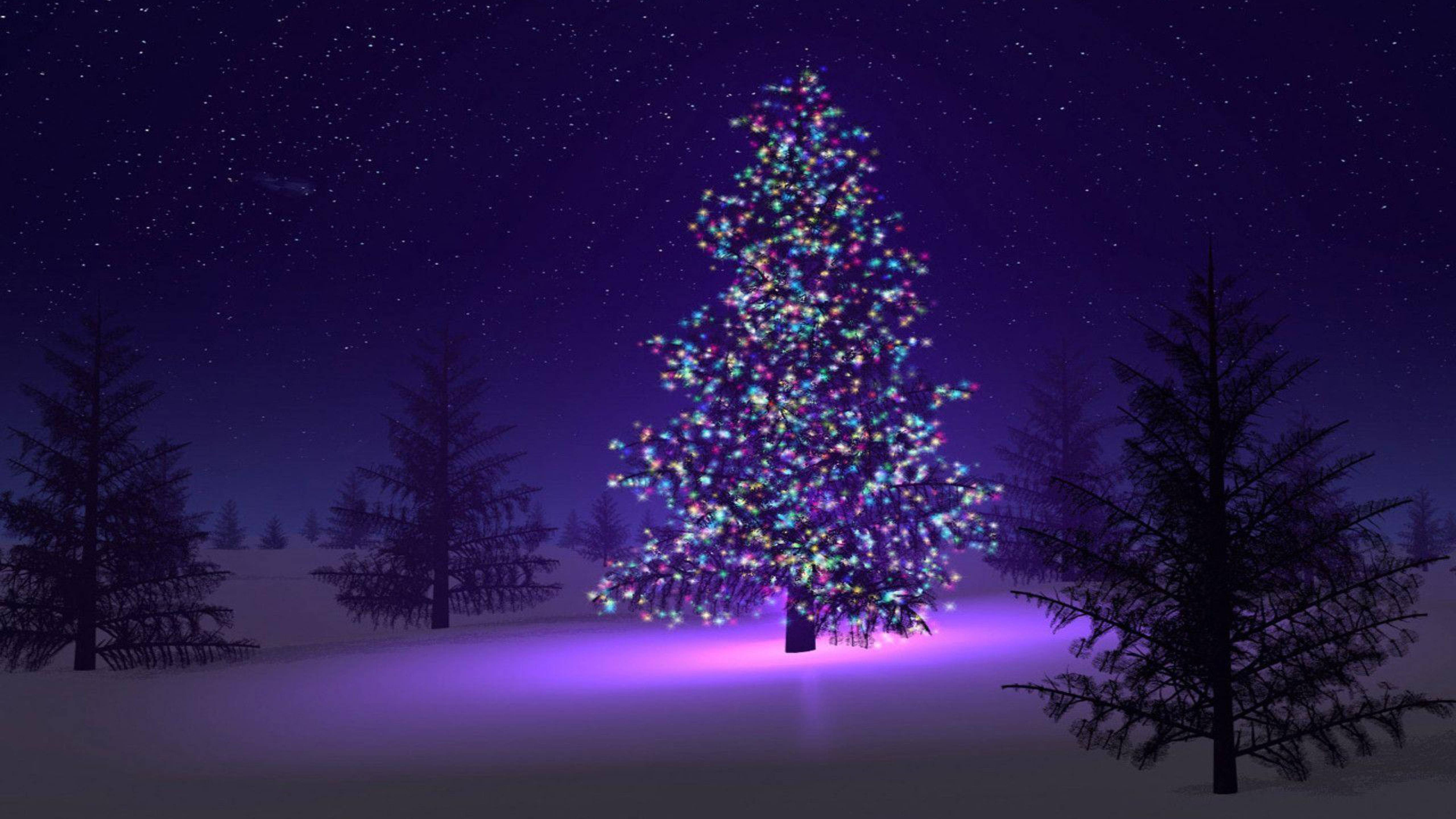 5120x2880 Christmas Tree with Light Decorations