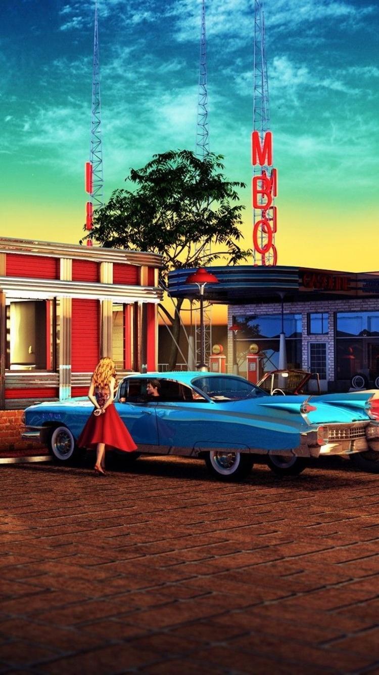 750x1334 Retro Diner iPhone iPhone 6S, iPhone 7 HD 4k Wallpaper, Image, Background, Photo and Picture