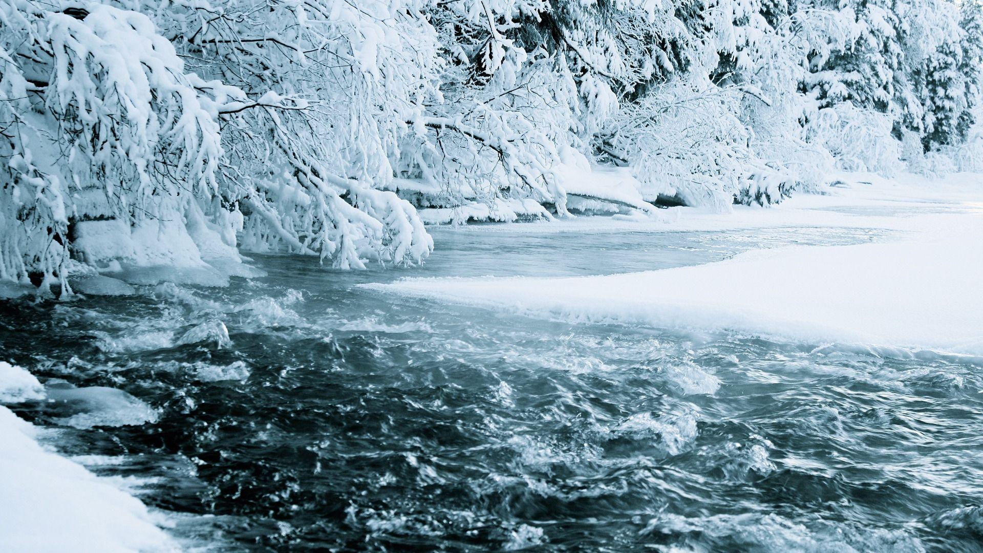 1920x1080 Winter Snow River Wallpaper