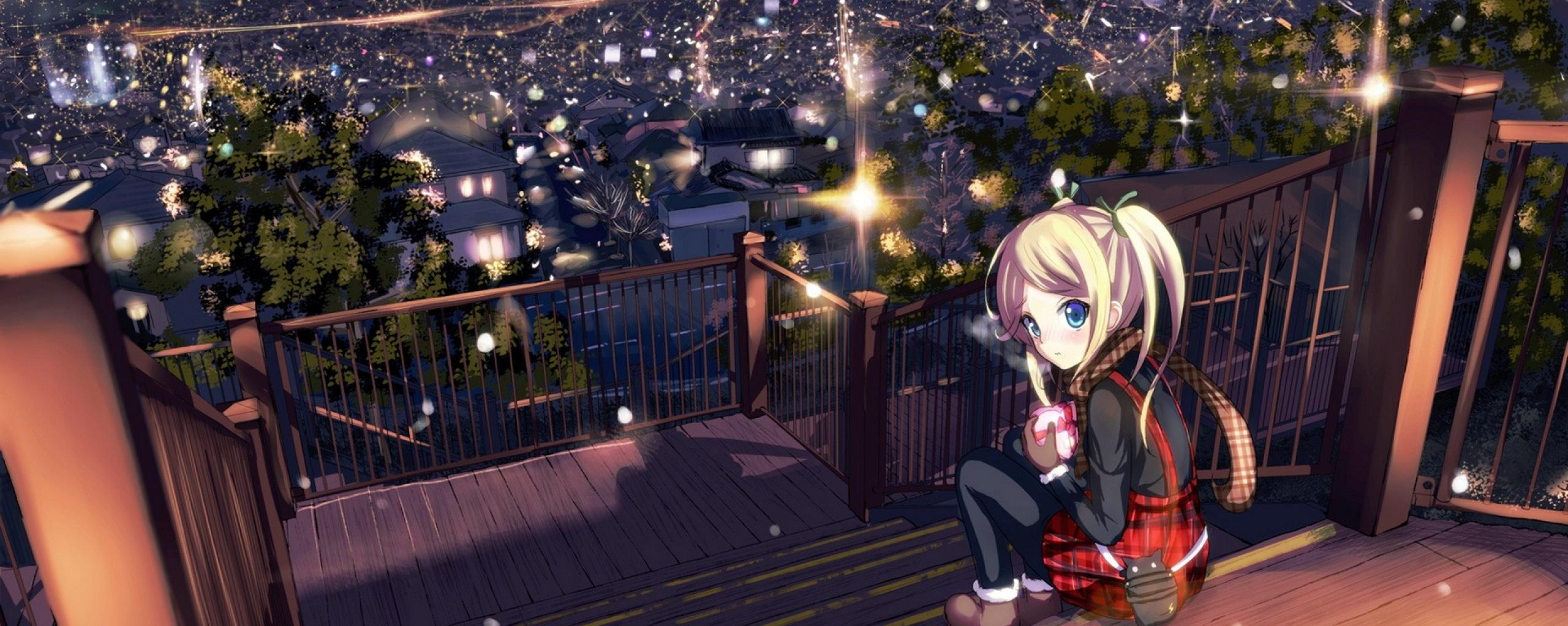 2560x1024 Anime Dual Monitor Background Free Download Girl Desktop Background