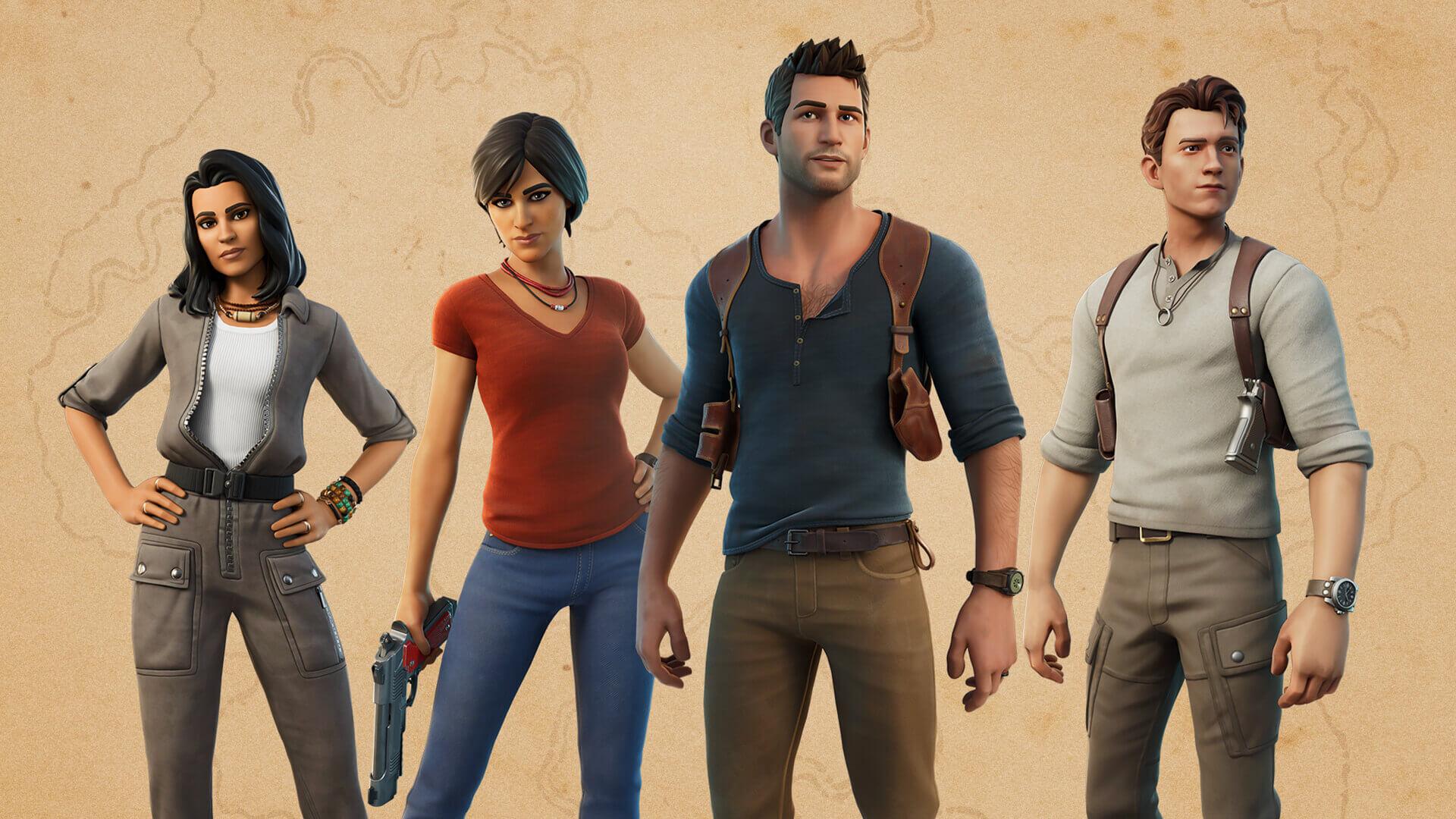 1920x1080 Uncharted's Nathan Drake and Chloe Frazer Seek a Fortune on the Fortnite Island
