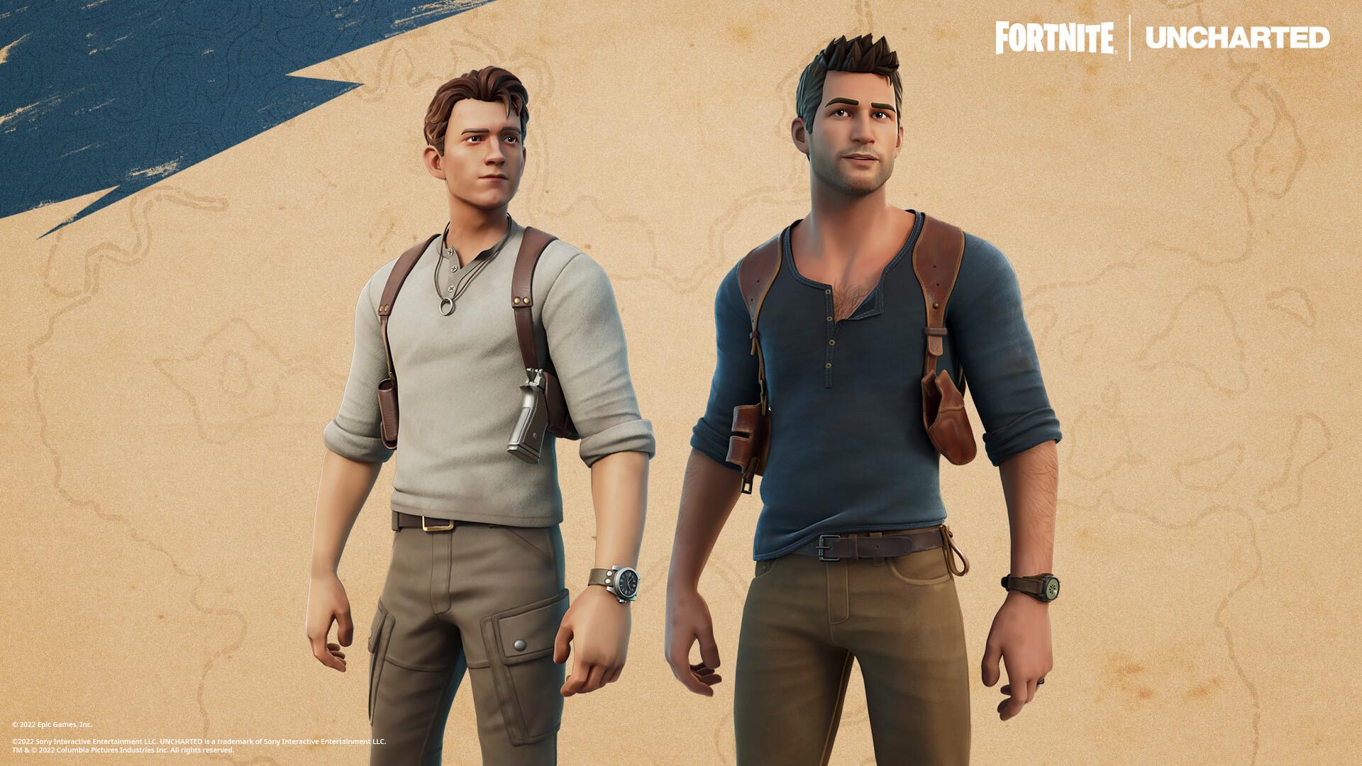 1920x1080 Fortnite character outfits Nathan Drake and Chloe Frazer from Uncharted now available