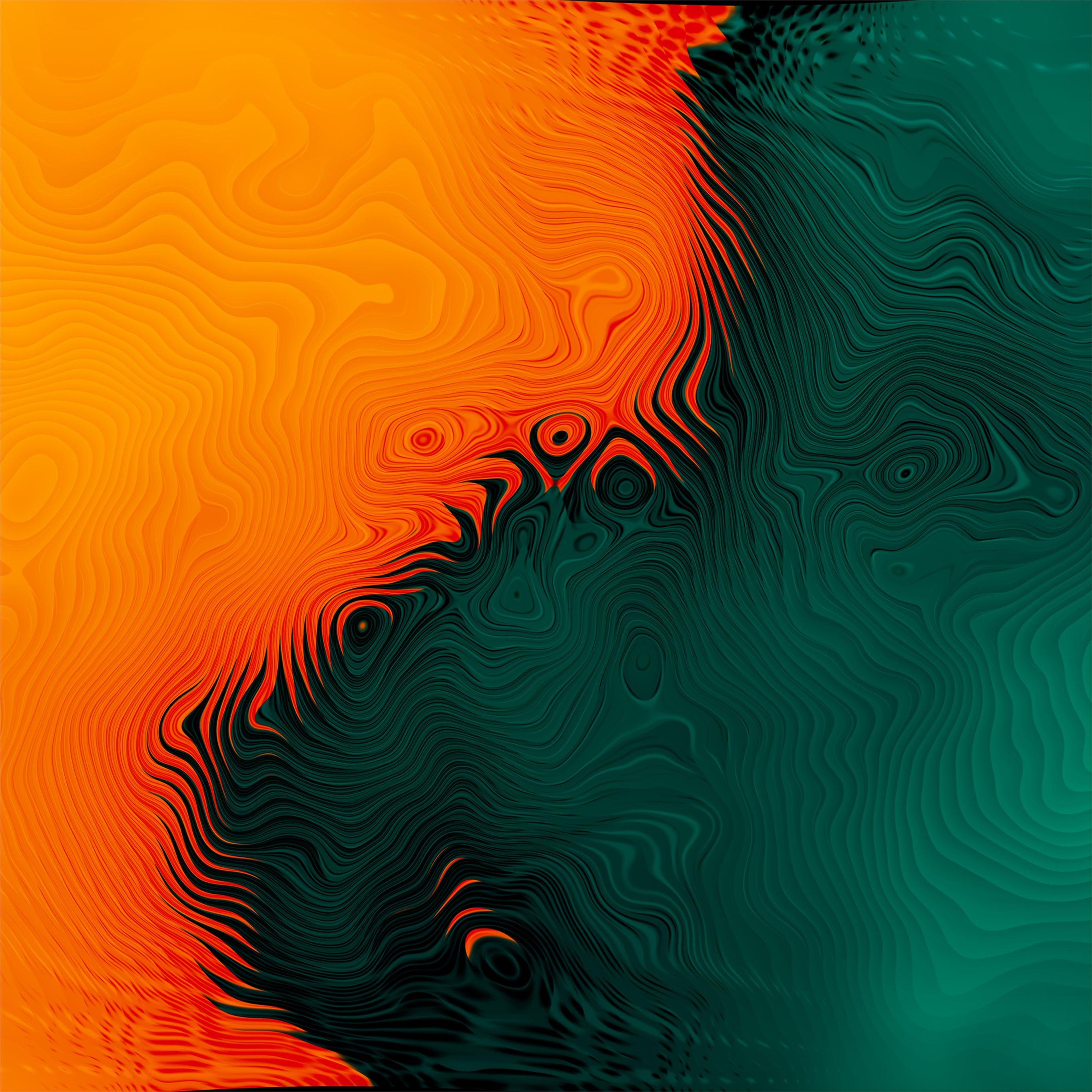 2732x2732 orange green abstract 4k iPad Air Wallpaper Free Download